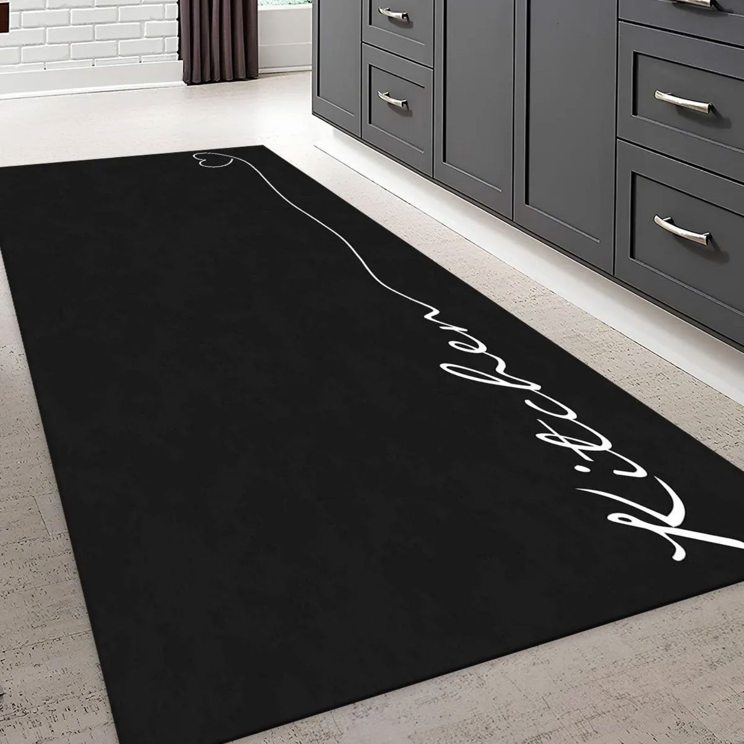 Küchenläufer Küchenteppich Kitchen Läufer Esszimmer Teppich Küchenmatte Schwarz