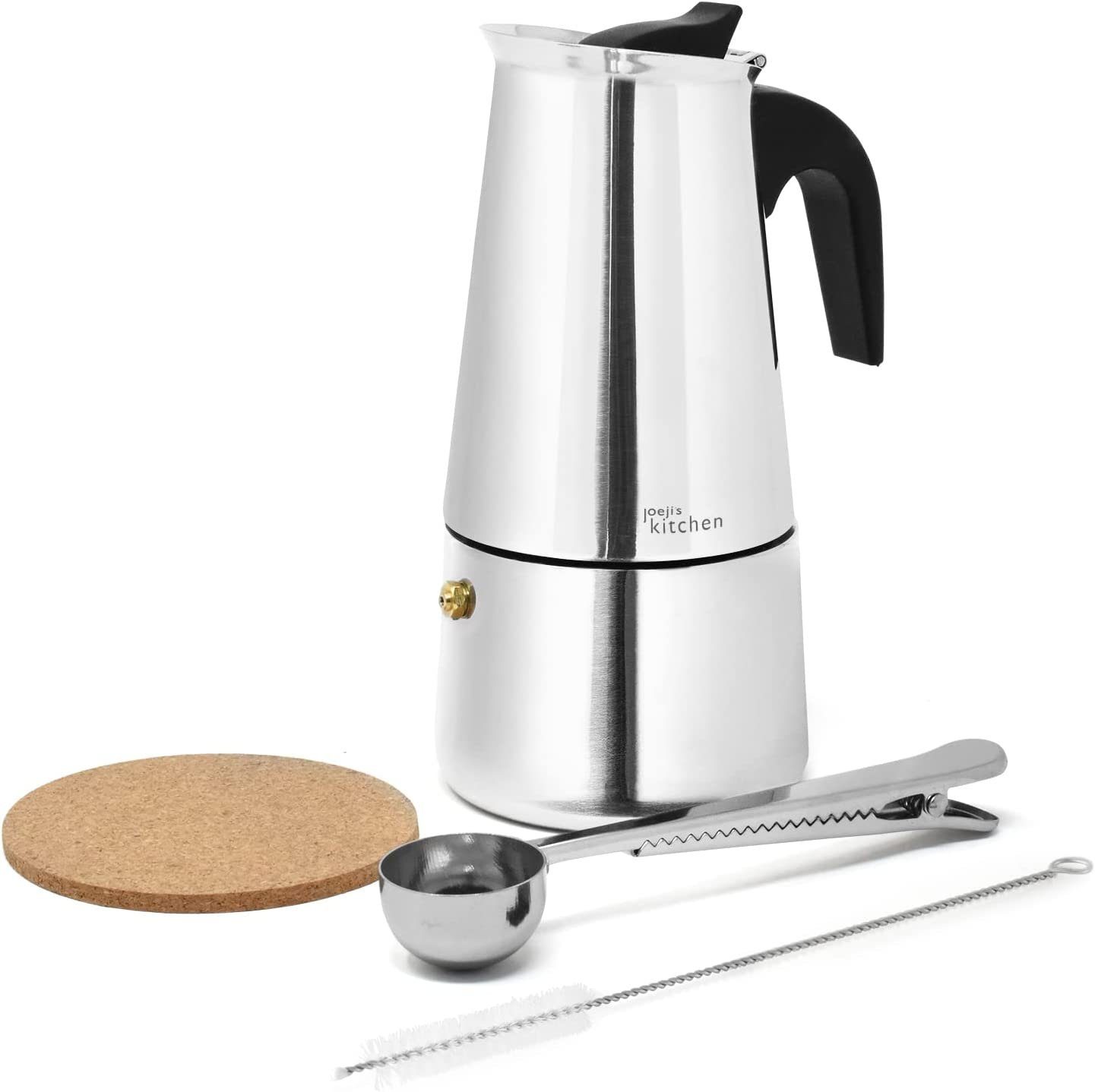 JOEJI’S KITCHEN Espressokocher Espressokocher Induktion 300ml 6 tasses Mokkakanne edelstahl