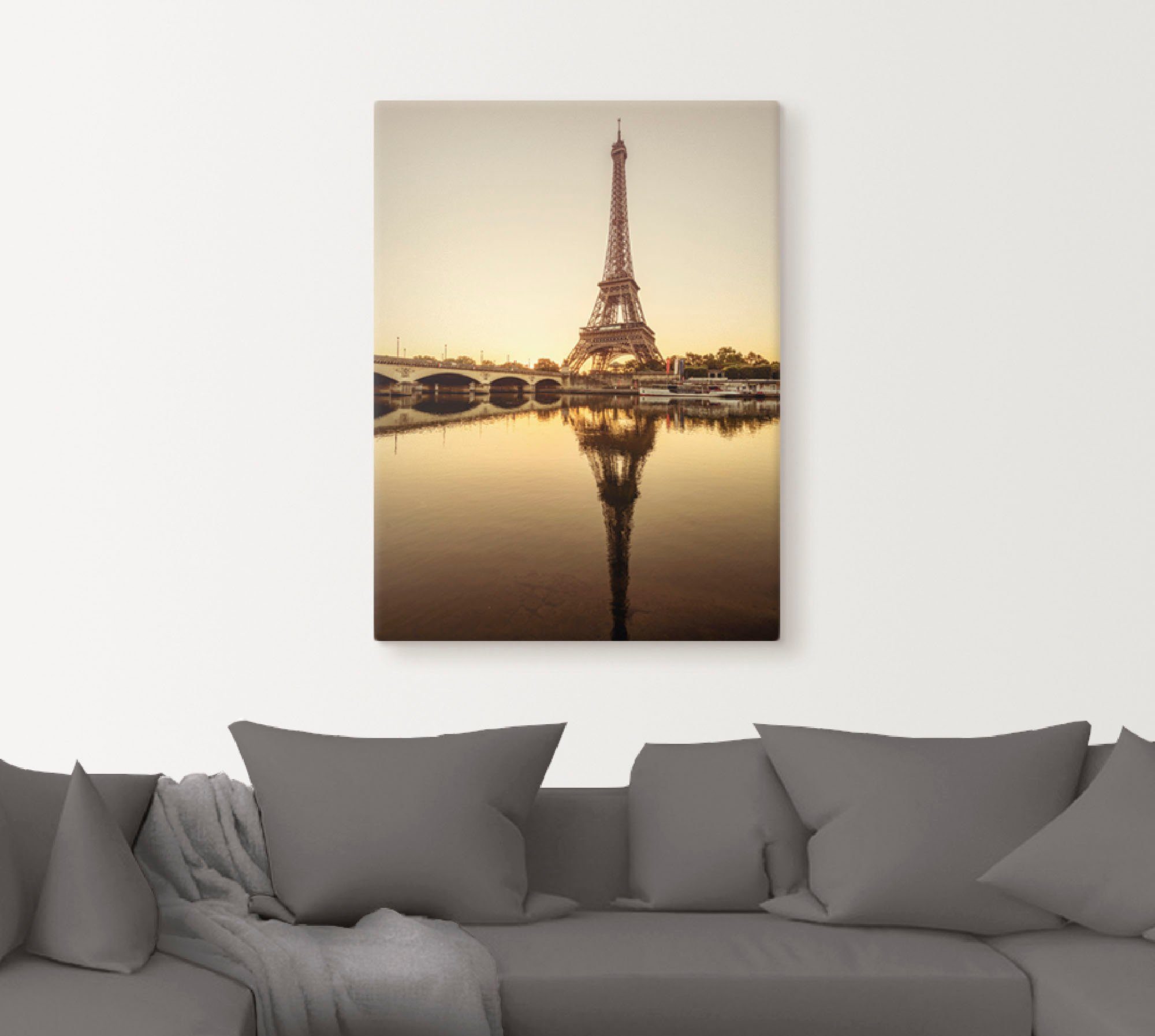 Leinwandbild, Wandaufkleber oder Poster Wandbild Artland Eiffelturm versch. Größen Gebäude (1 als St), in V, Alubild, Paris