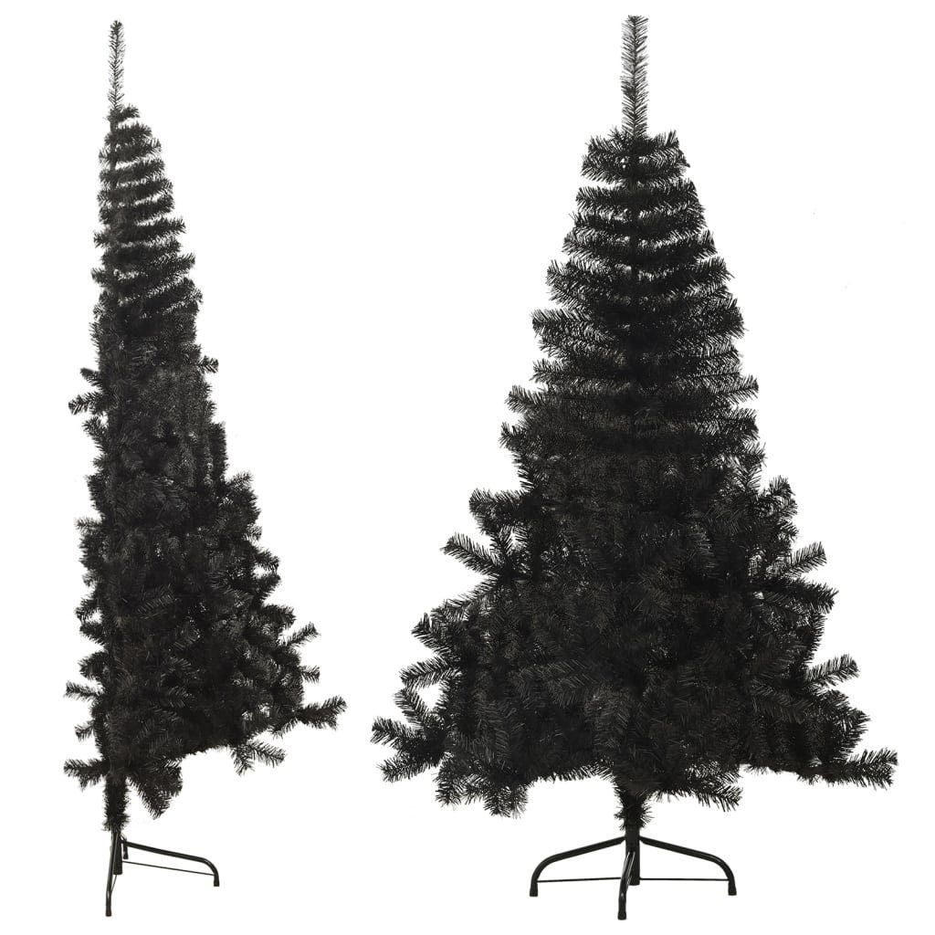 180 Ständer vidaXL Künstlicher Weihnachtsbaum mit Schwarz cm Künstlicher Halb-Weihnachtsbaum PVC