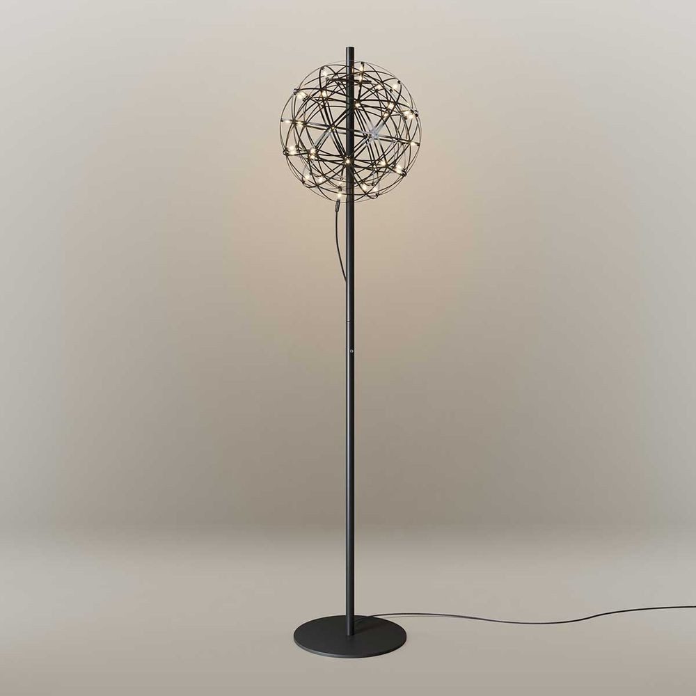 s.luce Stehlampe Atom LED-Stehleuchte aus Metall mit Touchdimmer Schwarzchrom, Warmweiß