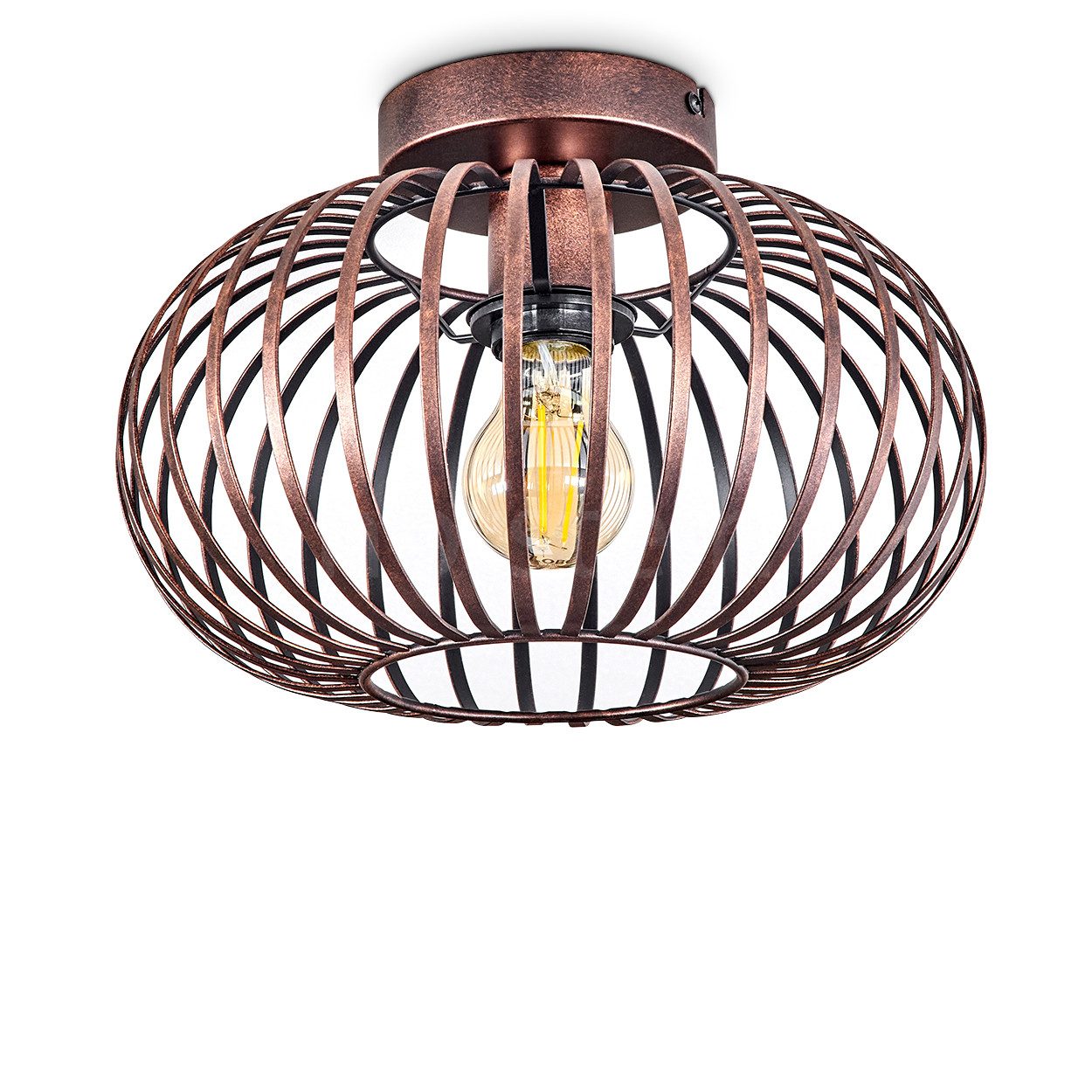 hofstein Deckenleuchte »Aidone« Deckenlampe aus Metall in Kupfer/Schwarz, o günstig online kaufen