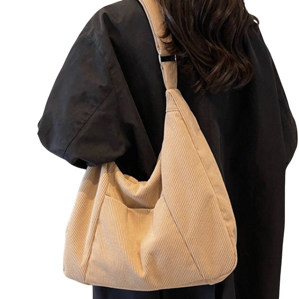 Cachito Umhängetasche Damen Groß Cord Tasche Shopper Crossbody Schultertasche Henkeltasche, Hobo Handtasche für Uni Arbeit Mädchen Schule