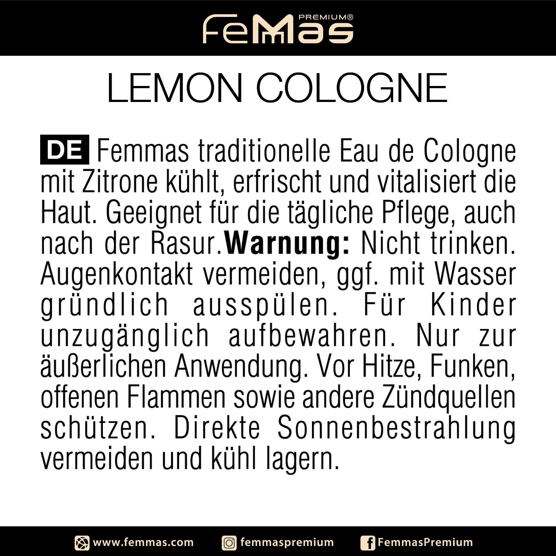 Premium Cologne de Stück Eau 400ml Cologne 2 Lemon FemMas Femmas