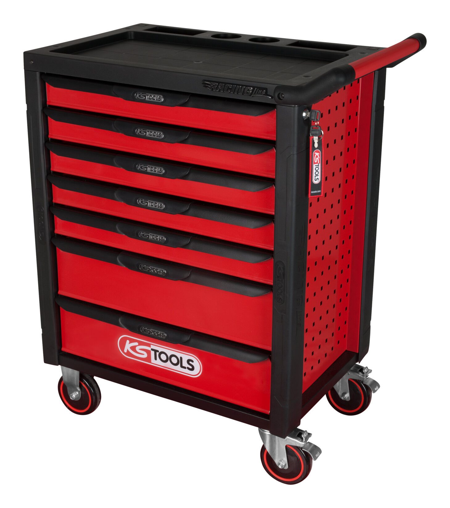 KS Tools Тележка для мастерских RACINGline SCHWARZ/ROT, Mit 7 Выдвижные ящики