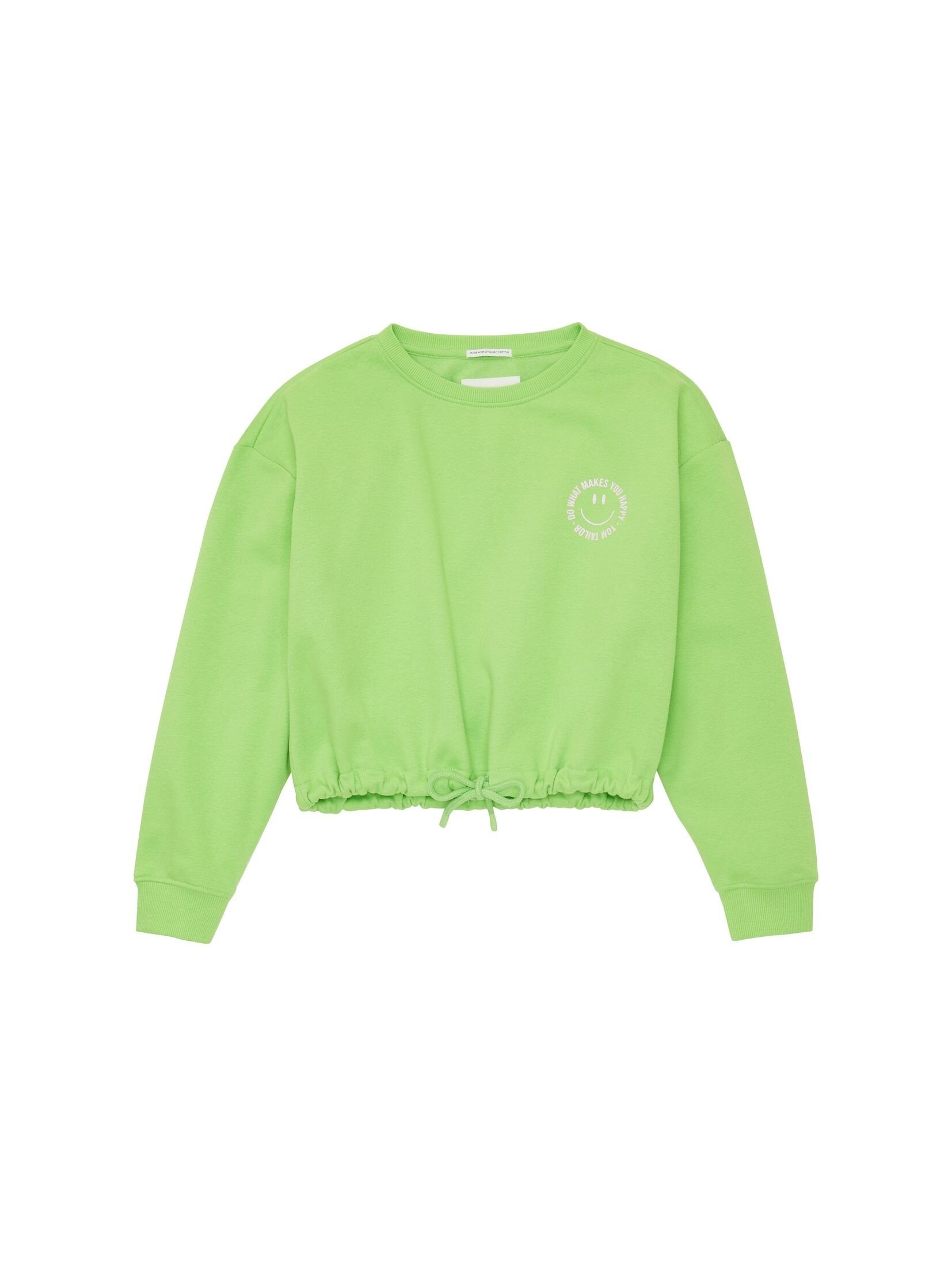 lime green Sweatshirt Cropped Print TOM TAILOR Sweatjacke liquid mit