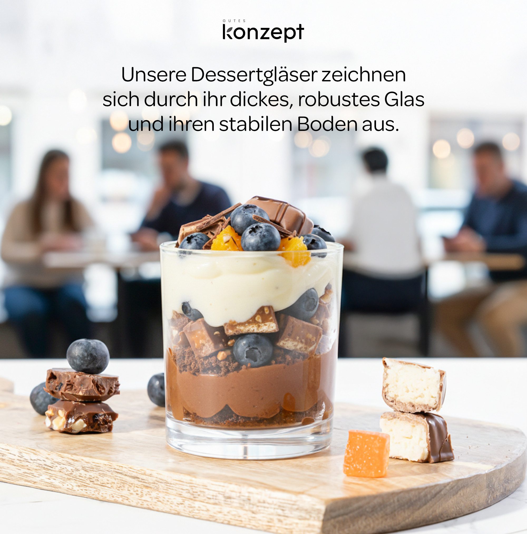 KONZEPT Dessertschale 6/12er Set 245 ml – Klassisches Design, Spülmaschinenfest, Elegant, (6-tlg), Ideal für Desserts, Eis, Pudding & Mousse – Europäische Qualität