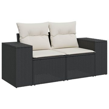 vidaXL Gartenlounge-Set 5-tlg. Garten-Sofagarnitur mit Kissen Schwarz Poly Rattan, (1-tlg)