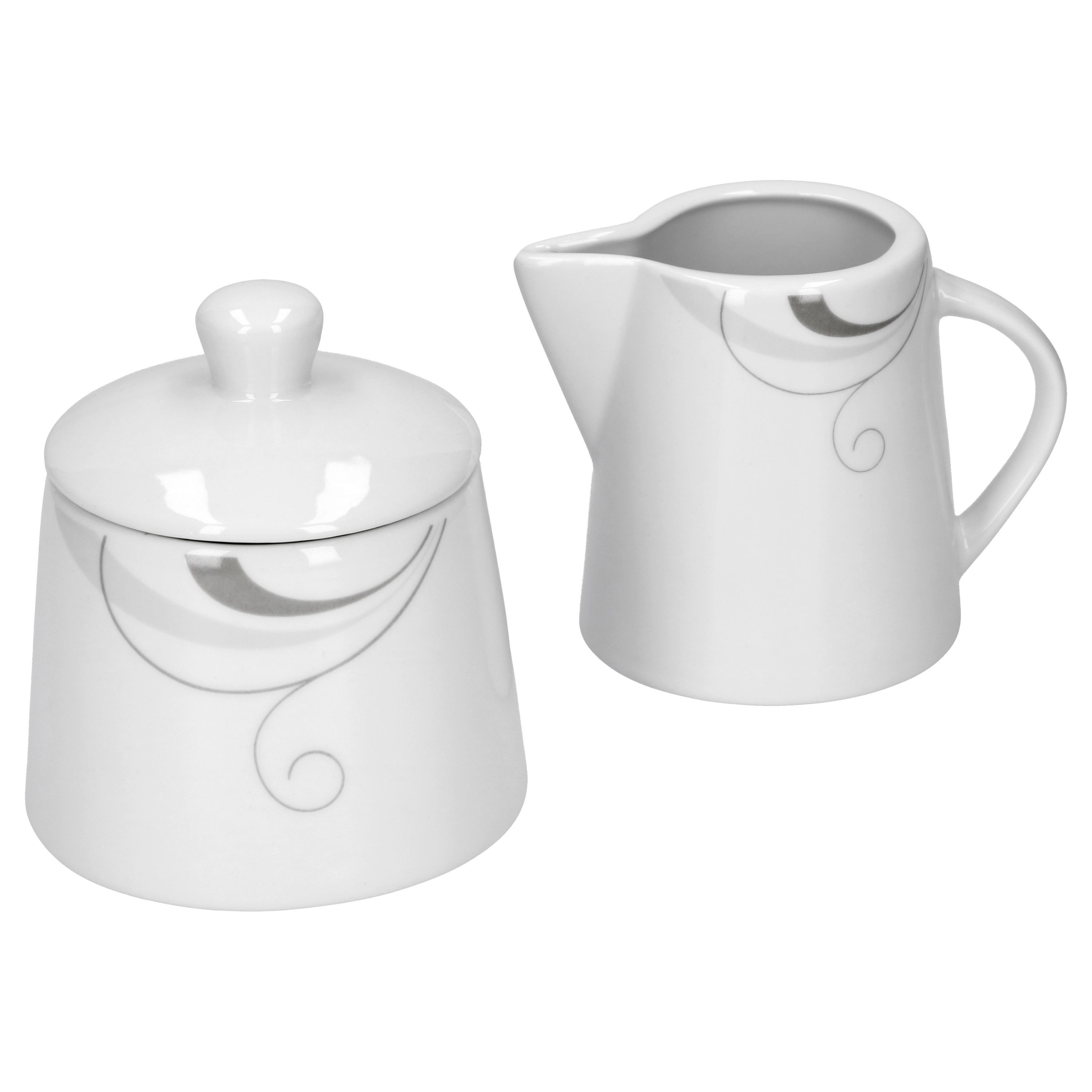 van Well Milch- und Zuckerset Kaffeeergänzungsset Milchkännchen & Zuckerdose Portofino, Porzellan
