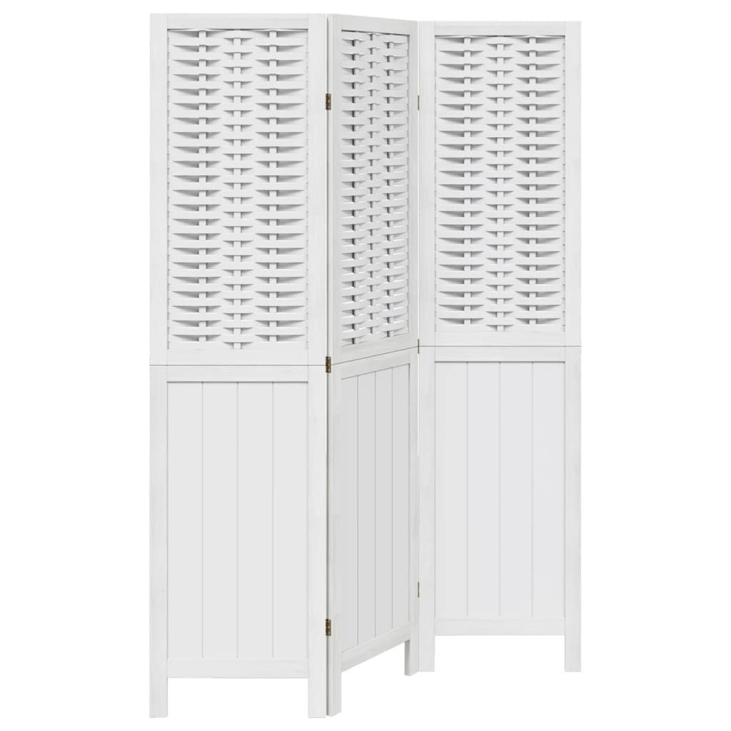 vidaXL Paravent 40 x 160 cm Paravent Trennwand 3-tlg Raumteiler Weiß Massivholz Paulow