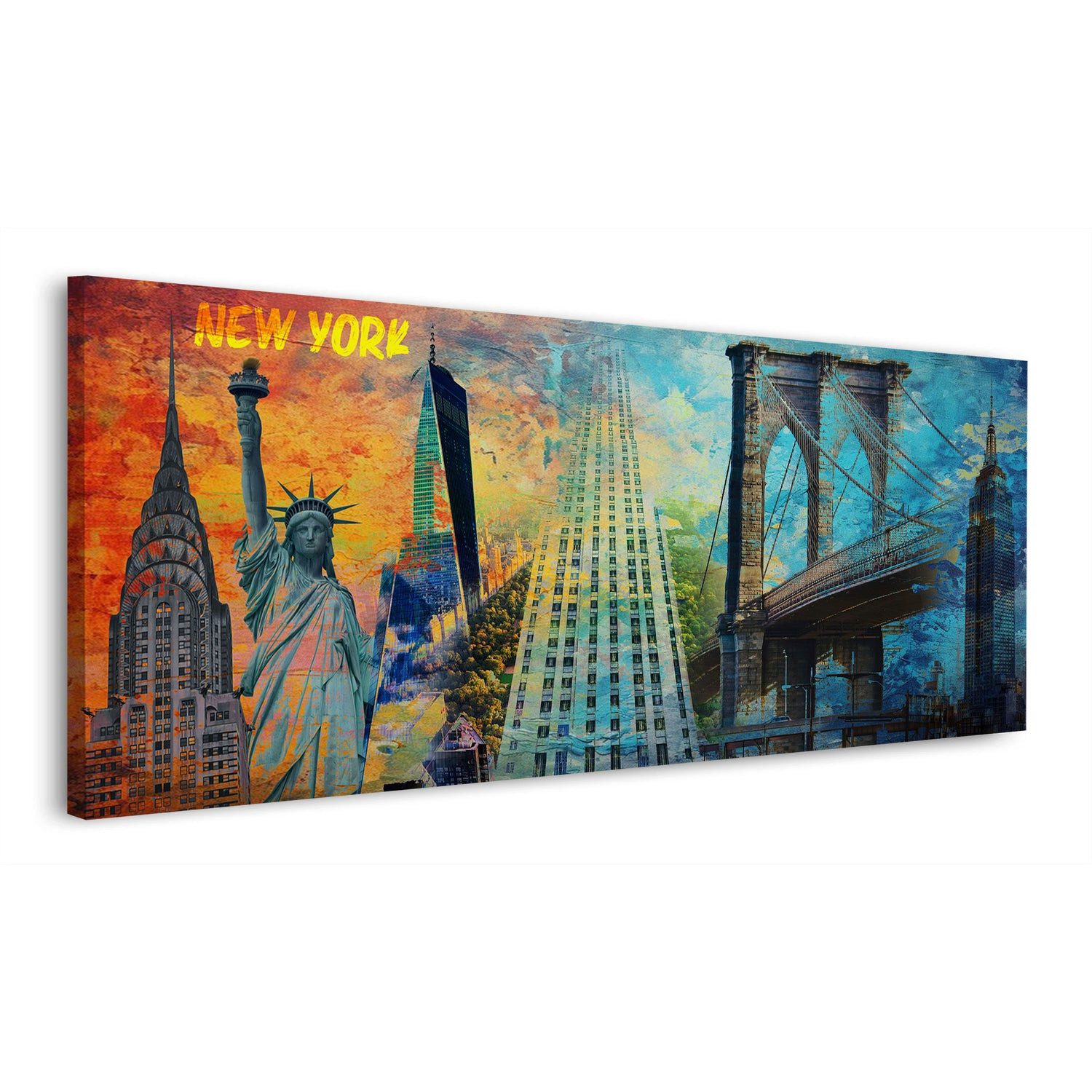 Artedinoi Leinwandbild New York USA Pop Art Freiheitsstatue Leinwandbild Wandbild Kunstdruck, New York mit Freiheitsstatue