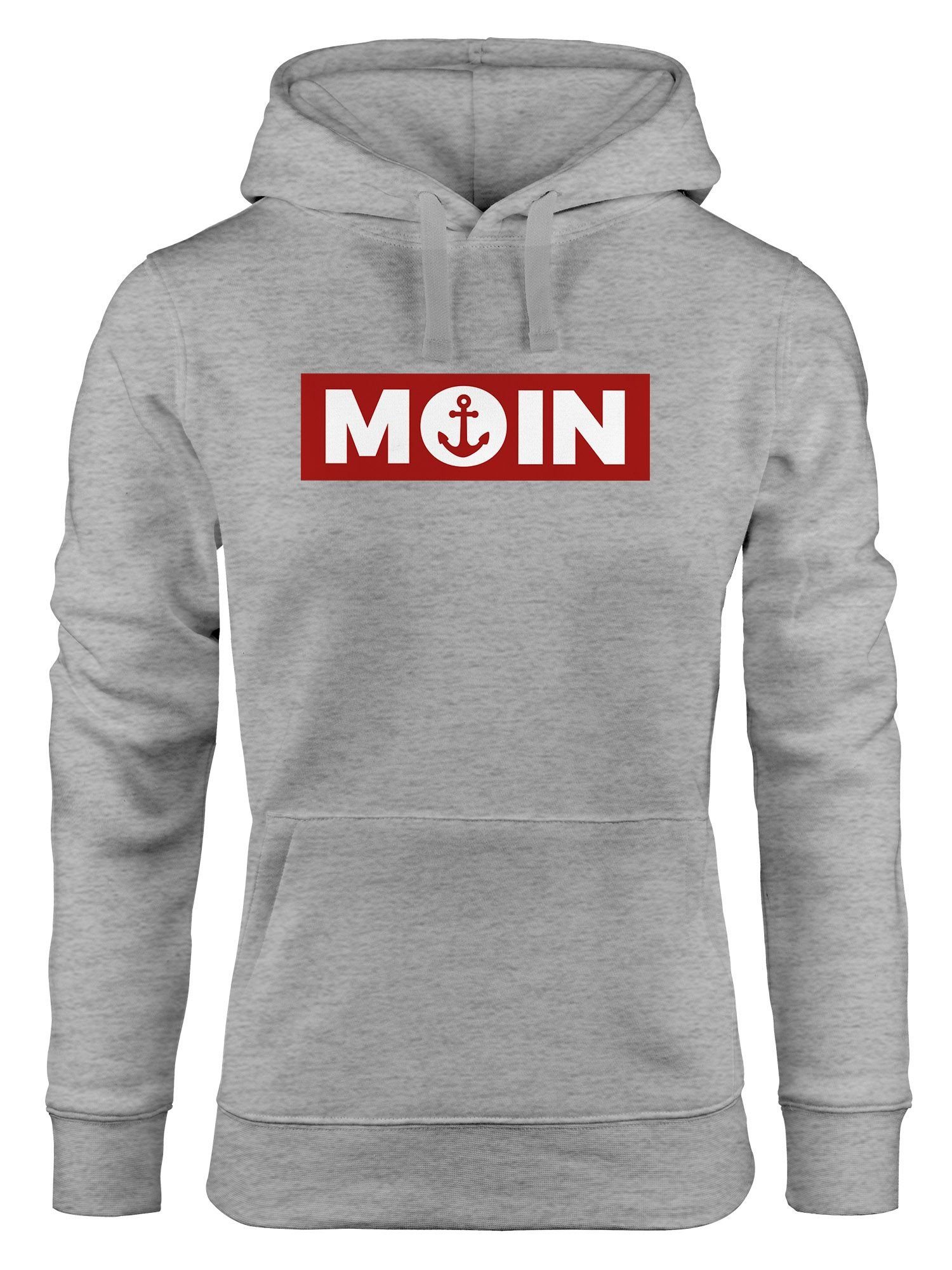 Neverless Hoodie Hoodie Damen Moin norddeutsch Morgen Anker Print Aufdruck