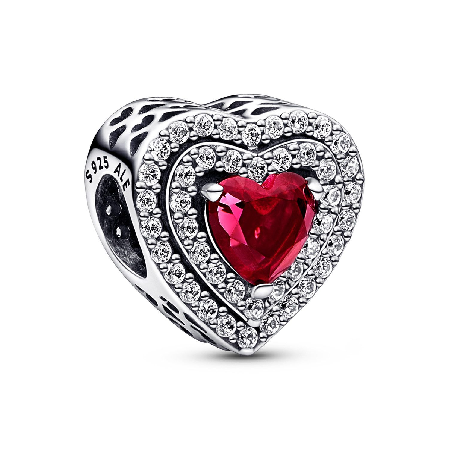 Pandora Charm Kristall Silber Charm Funkelndes Rotes Herz