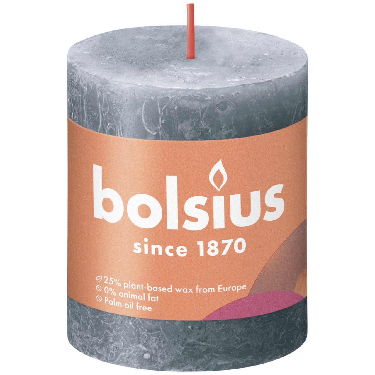 Bolsius Stumpenkerze Bolsius Rustik Stumpenkerze 80/68 mm Schieferblau