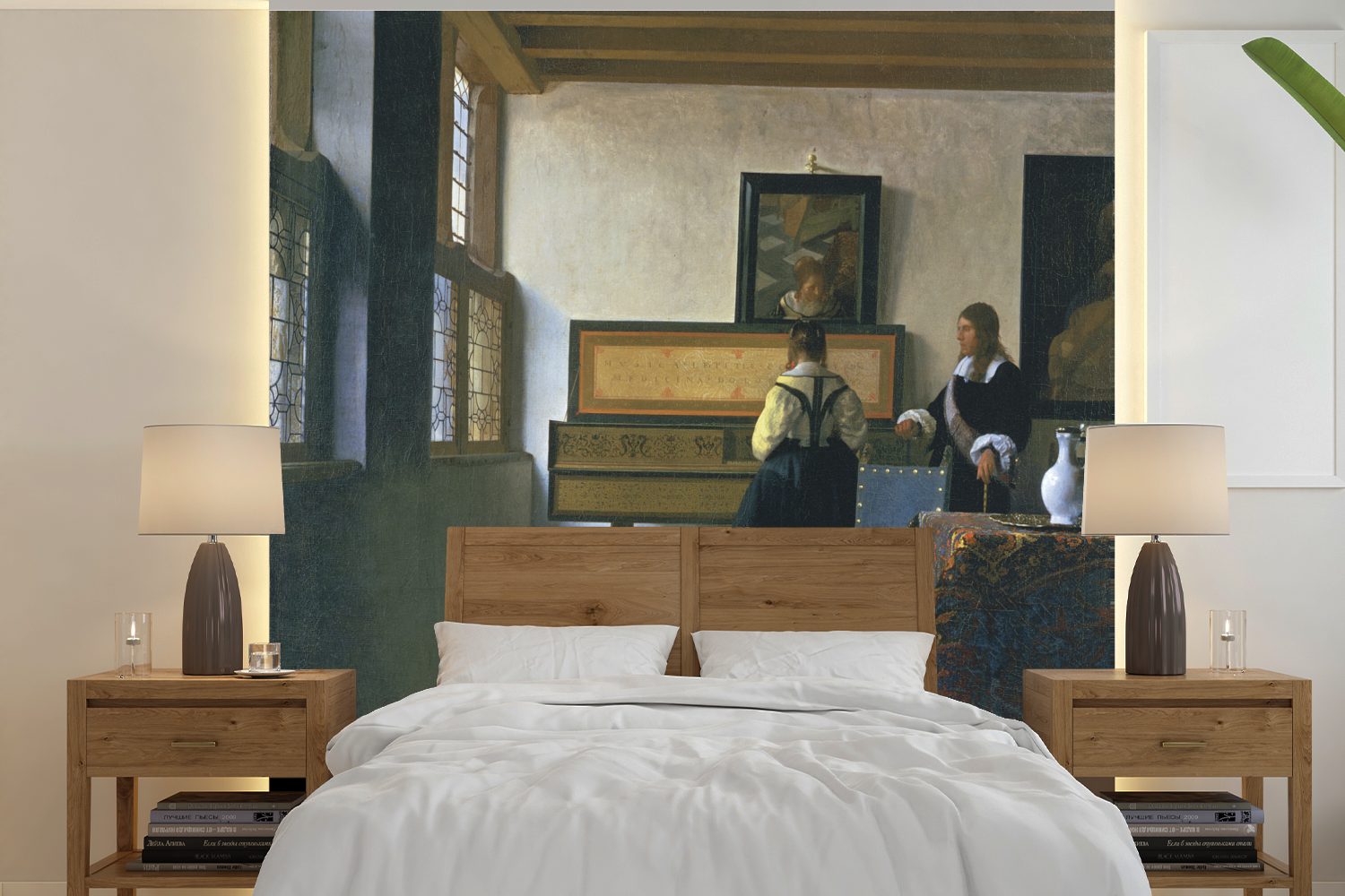 MuchoWow Fototapete Die Musikstunde - Johannes Vermeer, Matt, bedruckt, (5 St), Vinyl Tapete für Wohnzimmer oder Schlafzimmer, Wandtapete
