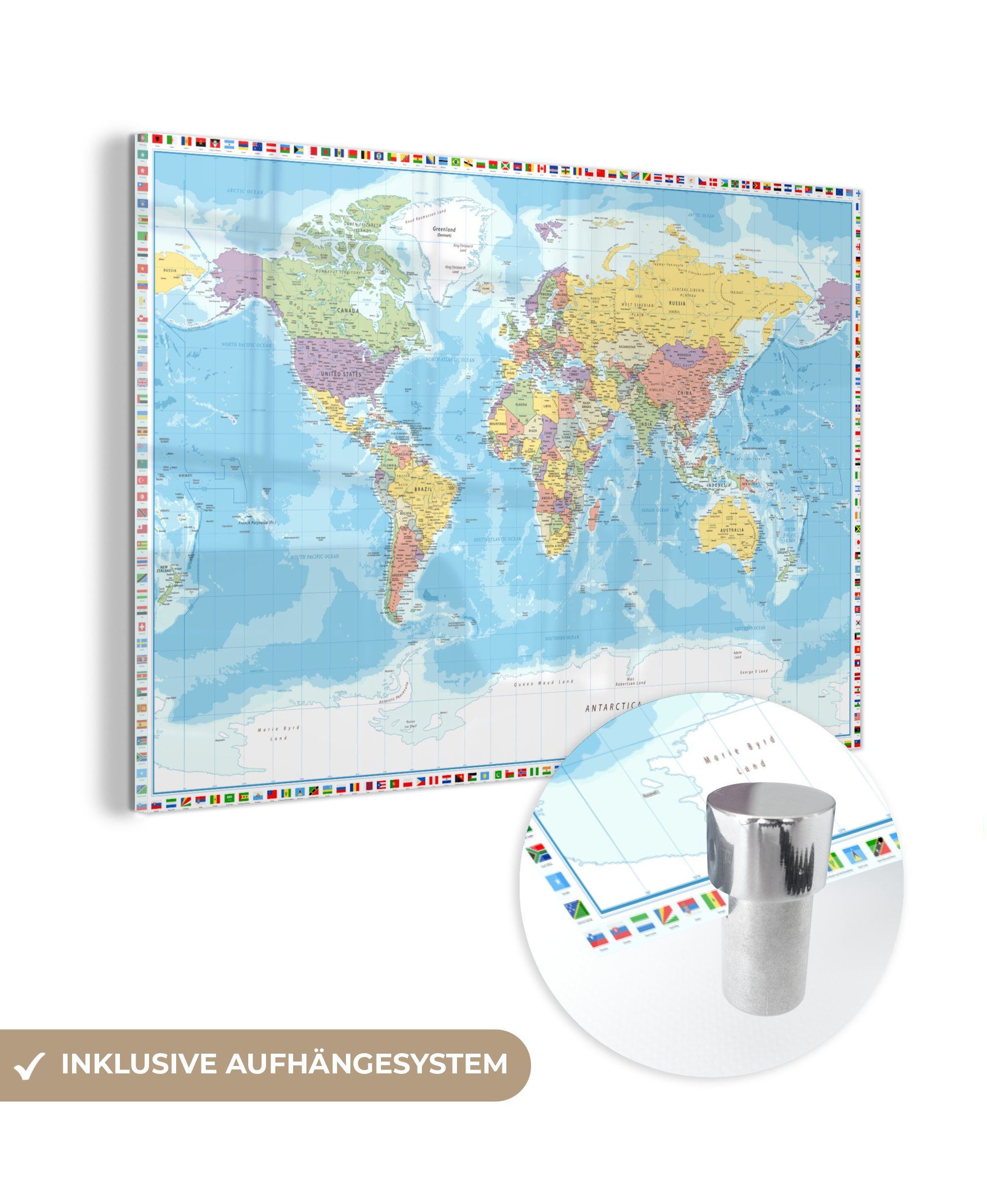 MuchoWow Acrylglasbild Weltkarte - Flagge - günstig online kaufen