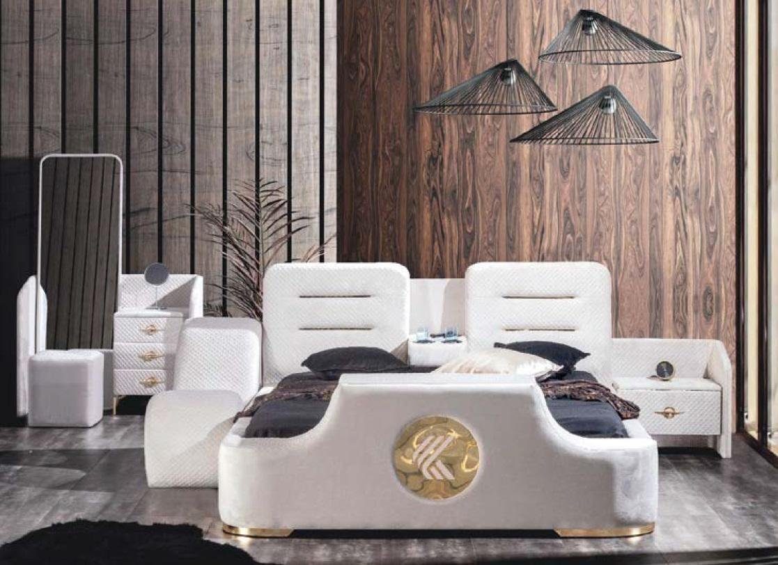JVmoebel Bett Modern Doppelbett Betten Luxus Hocker Multifunktion Bett