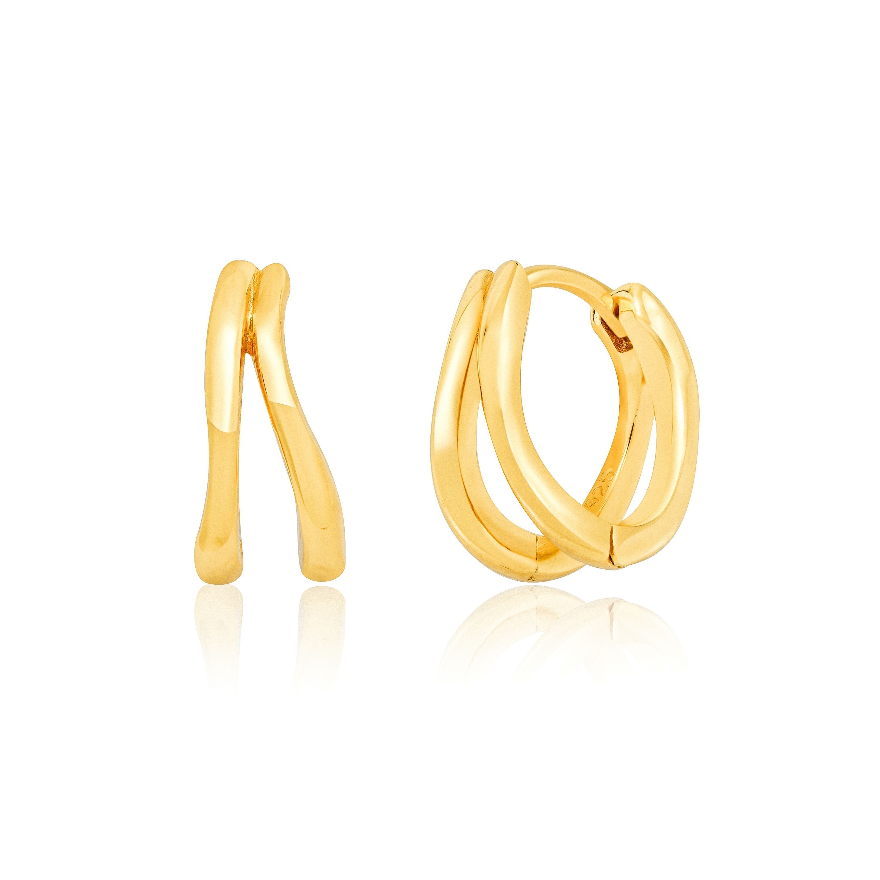 Brandlinger Paar Серьги-кольца Серьги Salzburg, doppelte Серьги geschwungen, Silber 925 vergoldet