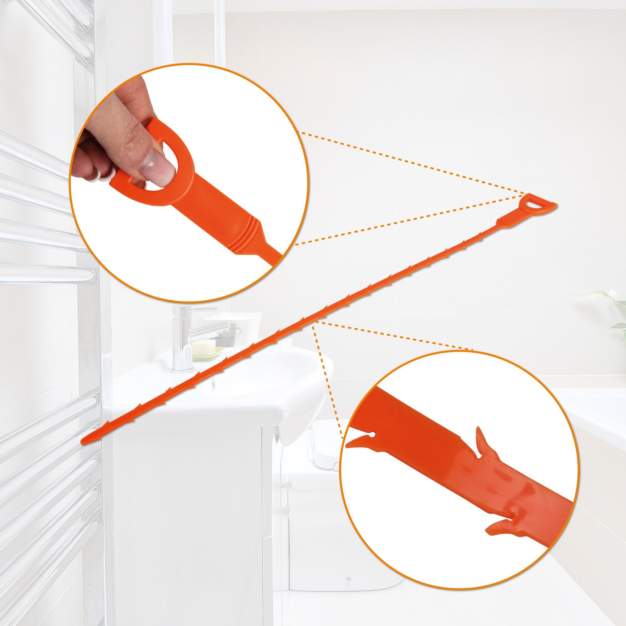 Bestlivings Abflussstab 06209 Abflussschlange, L: 50.5 cm, ∅ 10,00 mm, (2 tlg), Abflussreiniger Rohrreinigungsspirale Verstopfungsentferner Abfluss – Bild 4 von 5