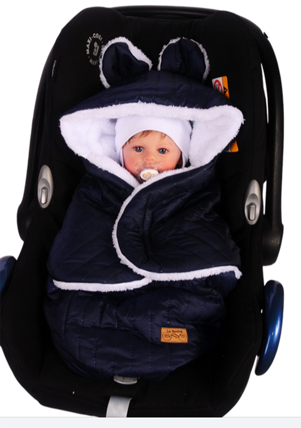 Einschlagdecke Einschlagdecke für Babyschale Autositz Baby Decke 0-3Mon in Naviblau
