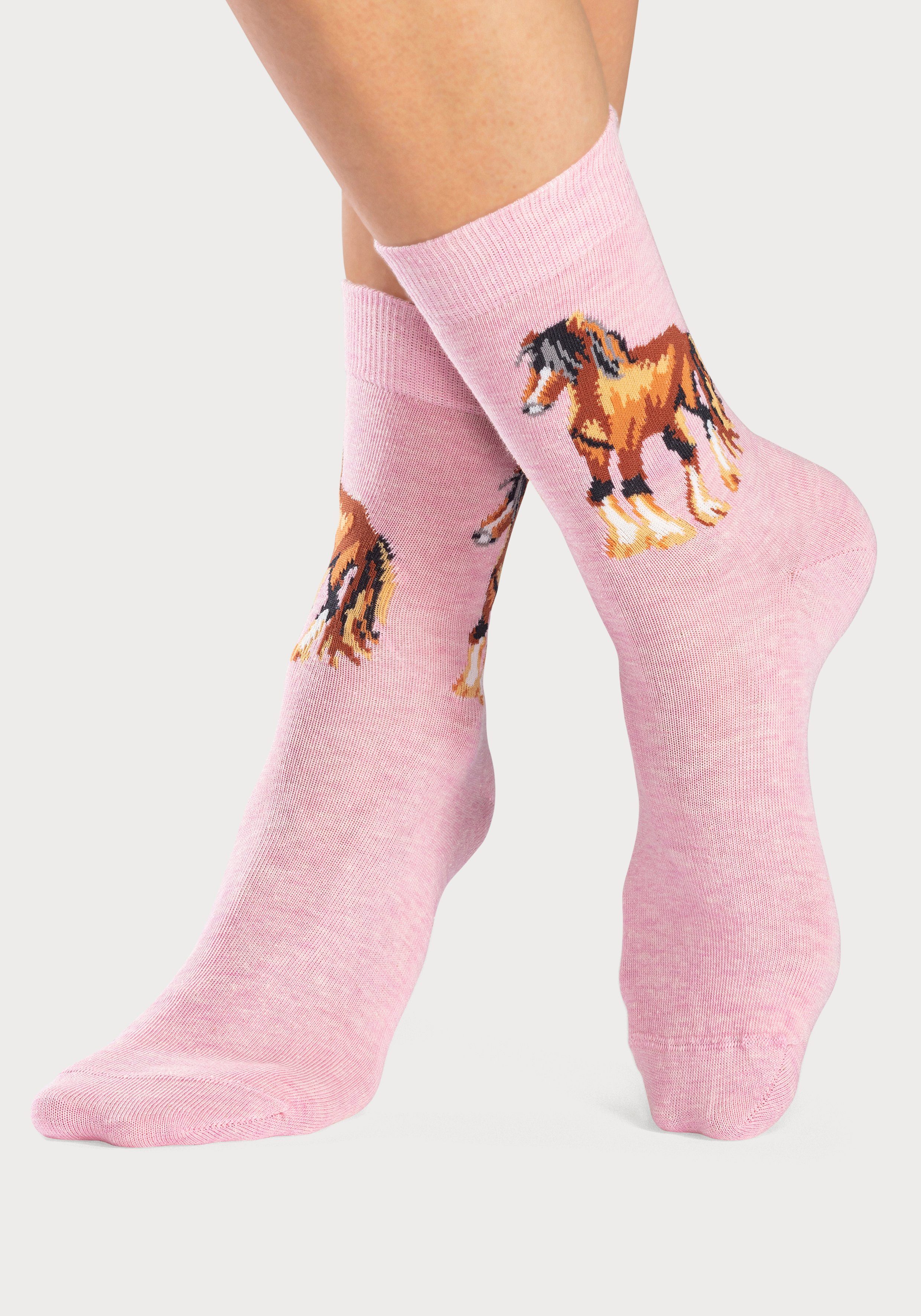 H.I.S Socken (Packung, 5-Paar) Mit unterschiedlichen Pferdemotiven