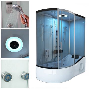 HOME DELUXE Dampfdusche ALLIN 4IN1 - Weiß Links, BxT: 170x90 cm, Badewanne, Dusche, Whirlpool, Dampfsauna in einem System, Fertigdusche