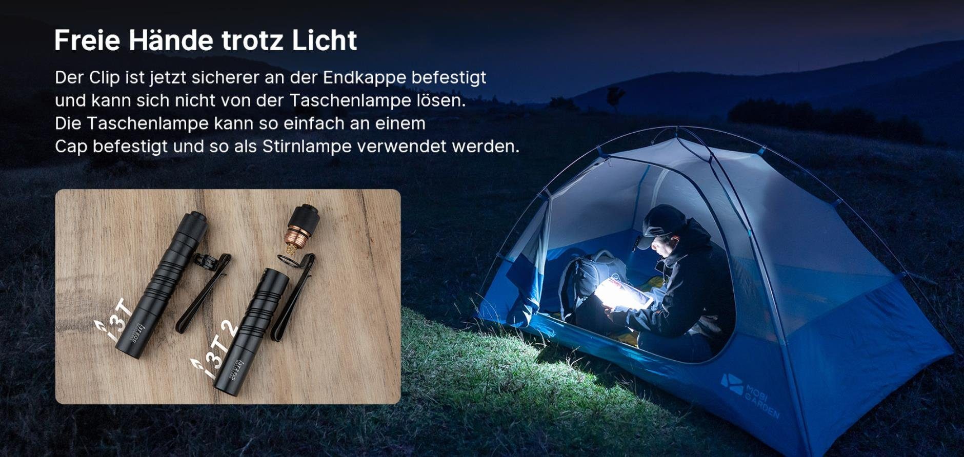 Taschenlampe Schwarz OLIGHT Taschenlampe I3T und Olight mit 2 EDC Endkappenschalter 2 Modi