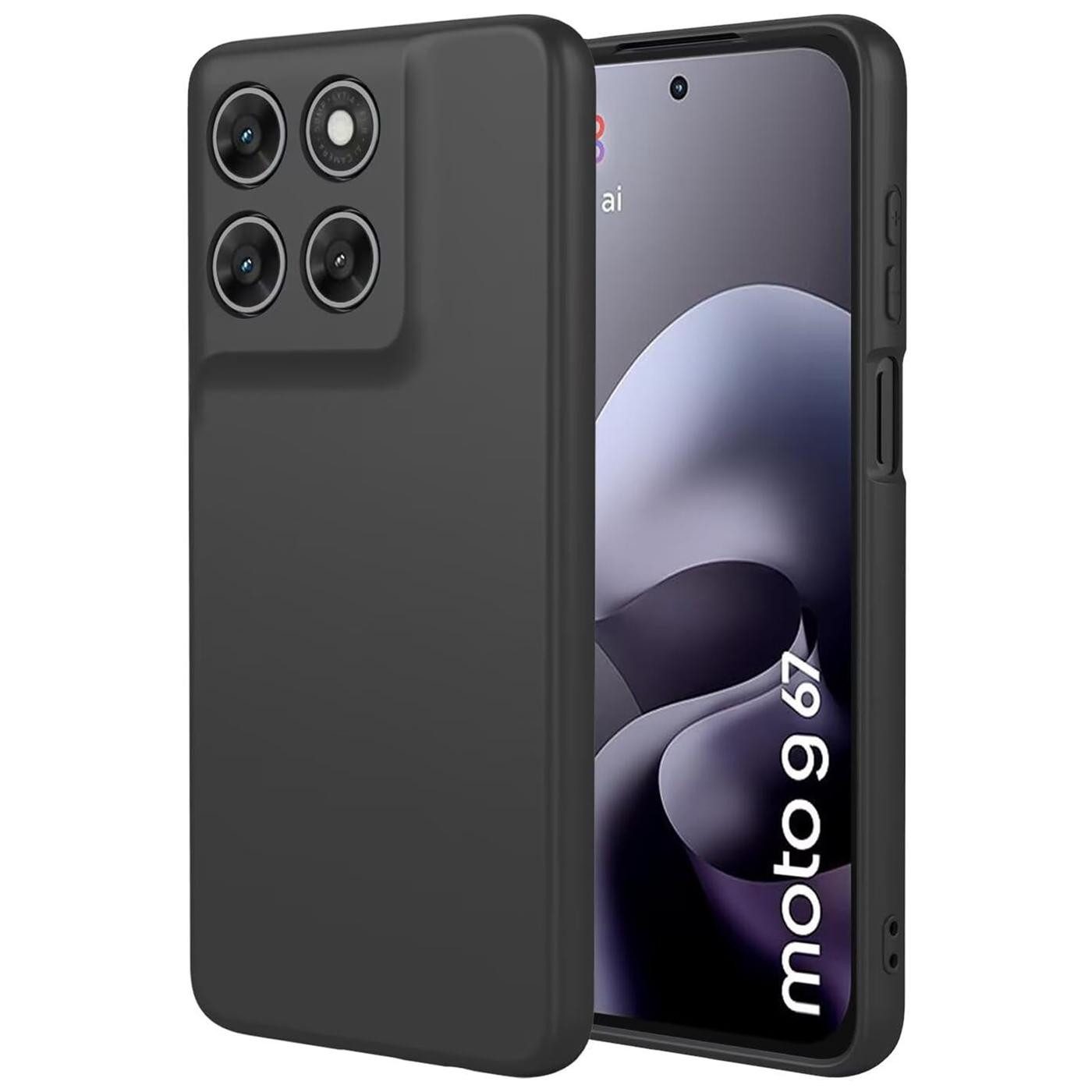 CoolGadget Handyhülle Handy Schutzhülle für Motorola Moto G67 / G77 / G87 matt schwarz, Silikon TPU Hülle Schutz Tasche Cover schlicht Slim Case