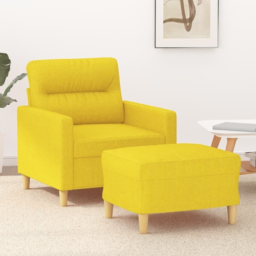 vidaXL Sofa Sessel mit Hocker Hellgelb 60 cm Stoff