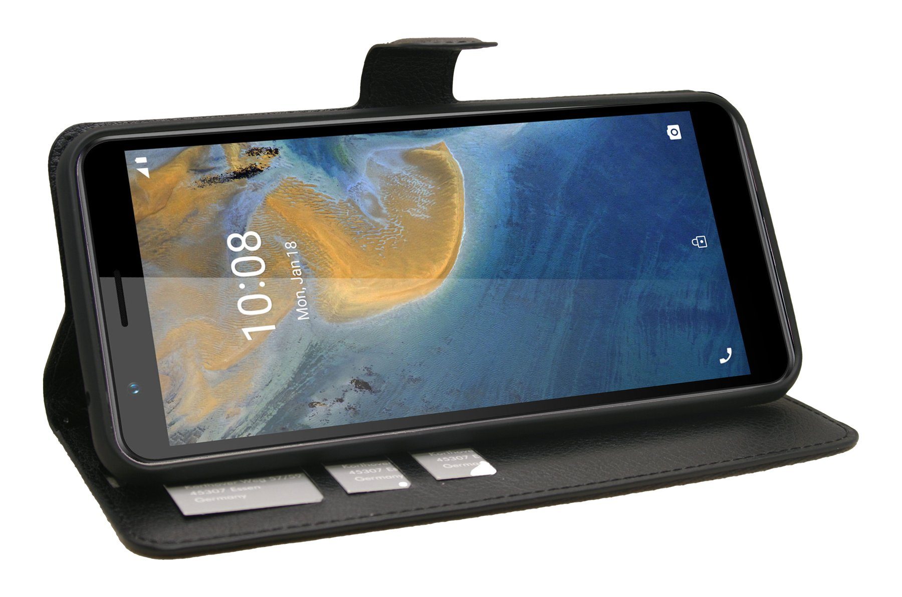 cofi1453 Smartphone-Hülle Buch Tasche "Fancy" für ZTE BLADE A52 Handy Hülle Schwarz