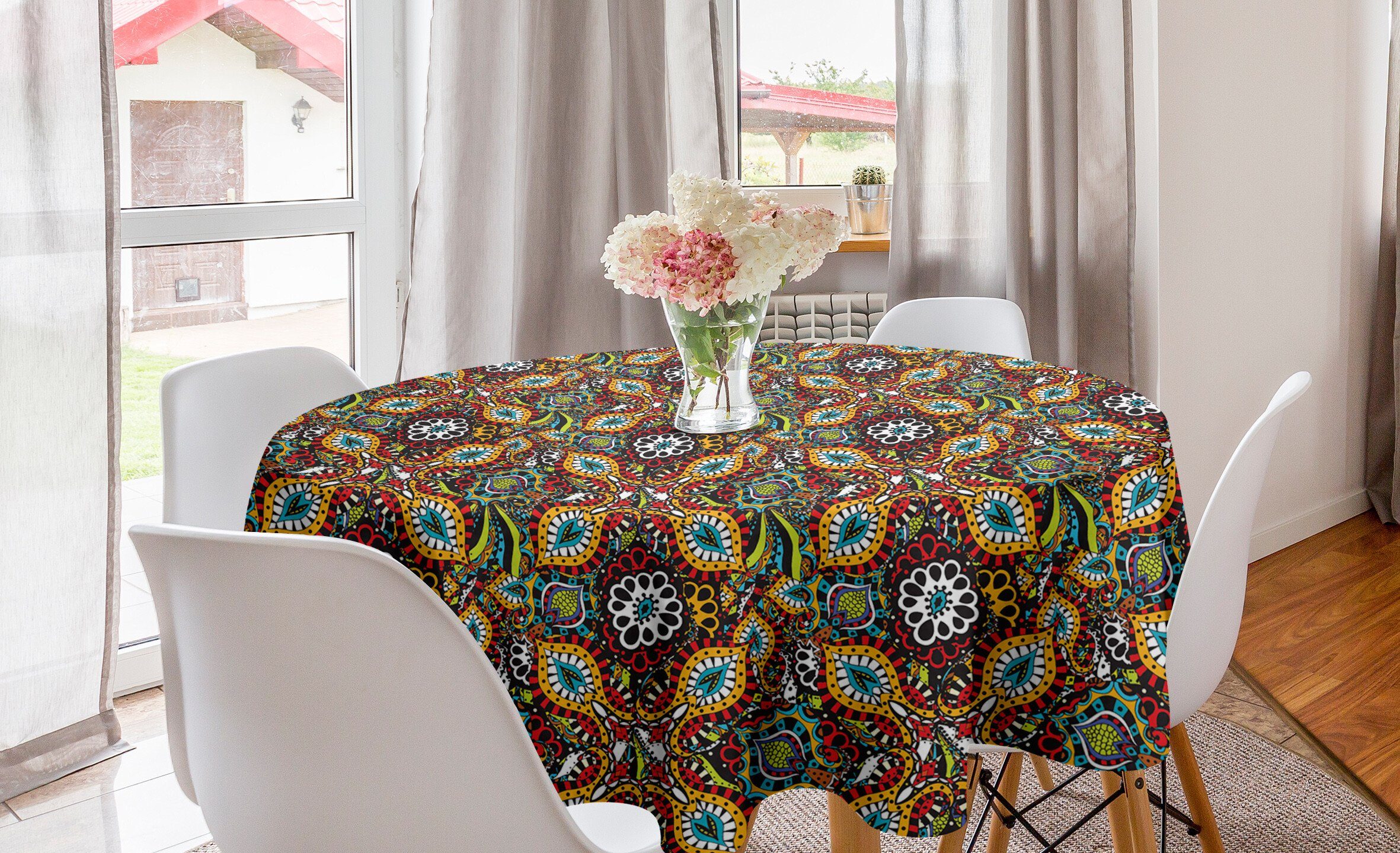 Abakuhaus für Folklore Esszimmer traditionell Abdeckung Tischdecke Tischdecke Küche Dekoration, Kreis