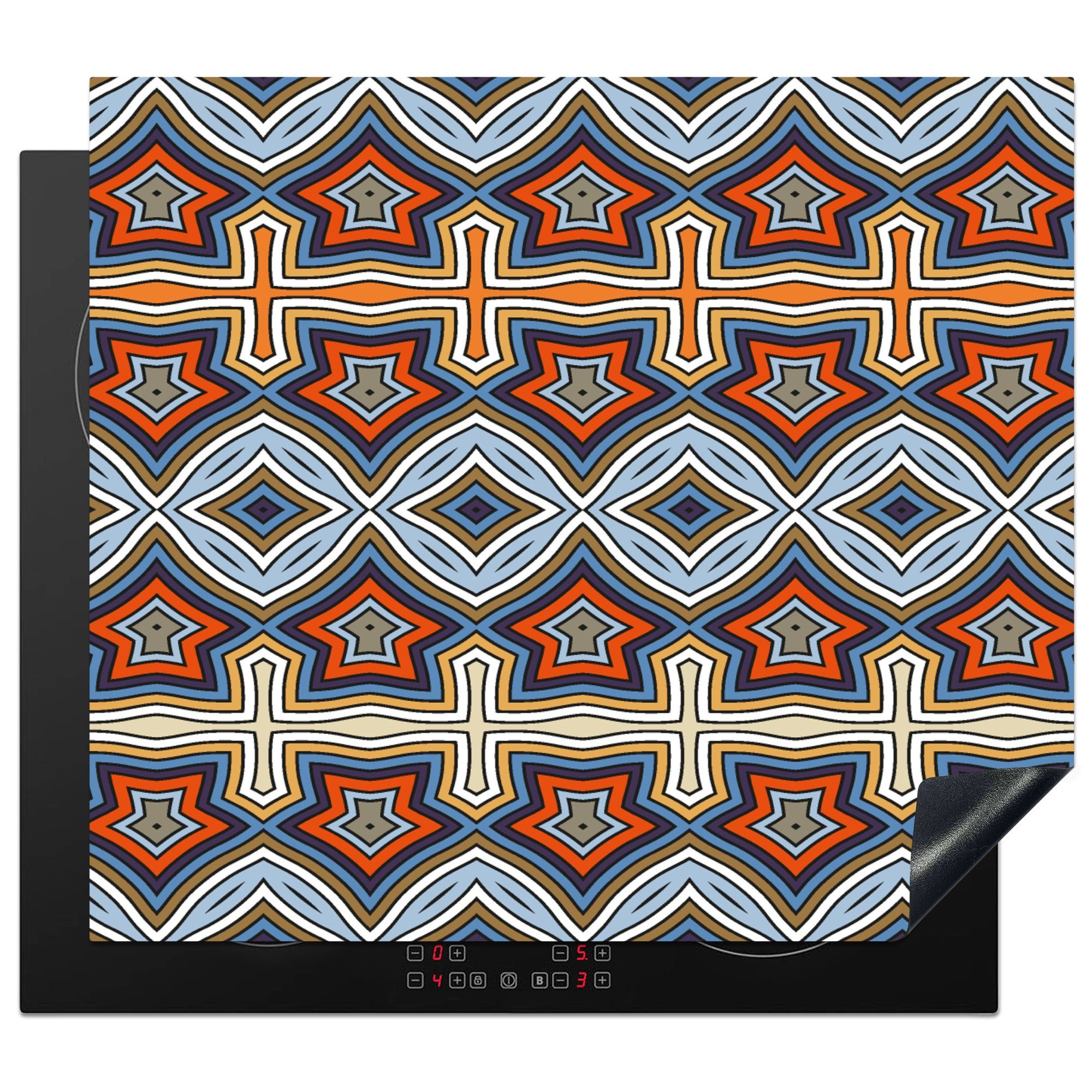MuchoWow Herdblende-/Abdeckplatte Muster - Afrika - Formen, Vinyl, (1 tlg), 60x52 cm, Mobile Arbeitsfläche nutzbar, Ceranfeldabdeckung | Herdabdeckplatten