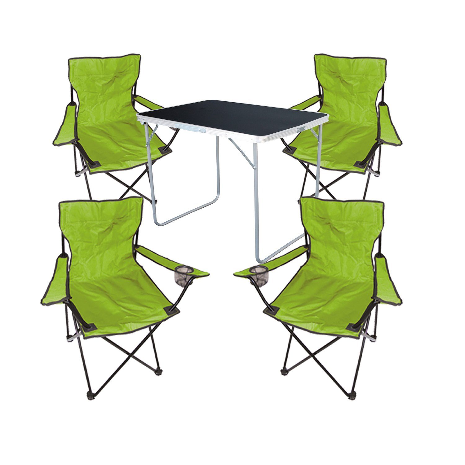 Mojawo Essgruppe 5-tlg Camping Set Gartenmöbel Campingtisch 4 Campingstuhl Klappstuhl | Essgruppen