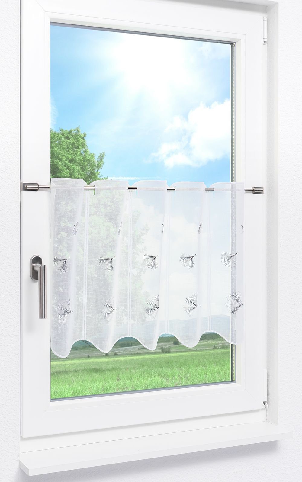 LYSEL® Scheibengardine Ginkgoblatt, (1 St), transparent, günstig online kaufen