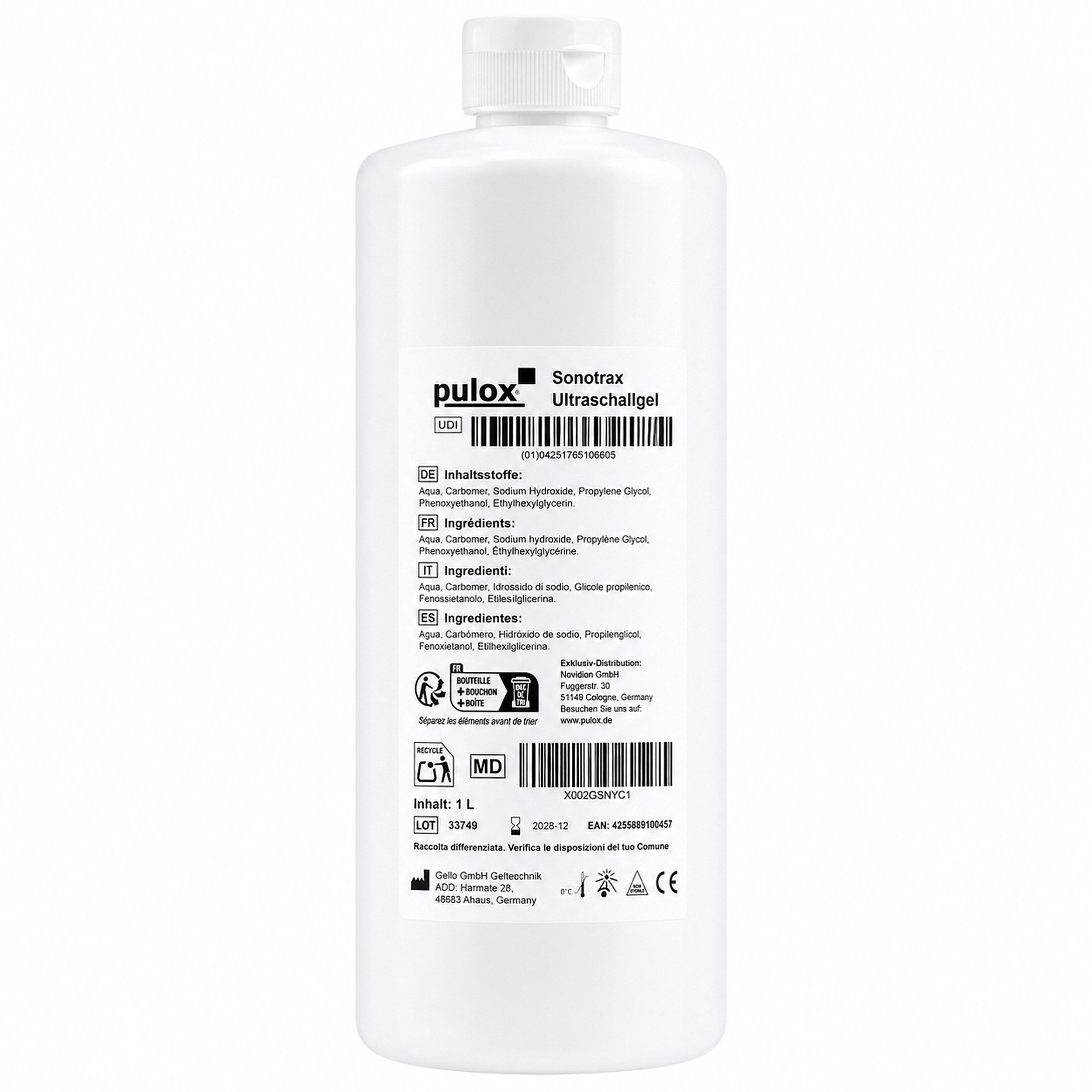 pulox Babyphone Sonotrax - Ultraschallgel - 1.000 ml