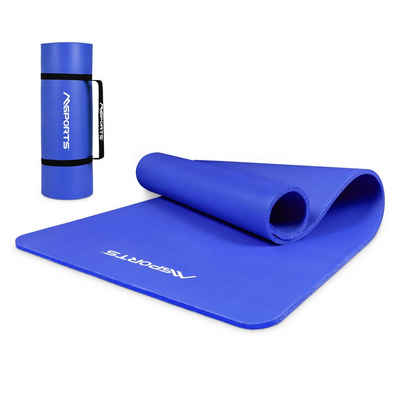 MSports® Gymnastikmatte Fitnessmatte Studio inkl. Übungsposter und Tragegurte