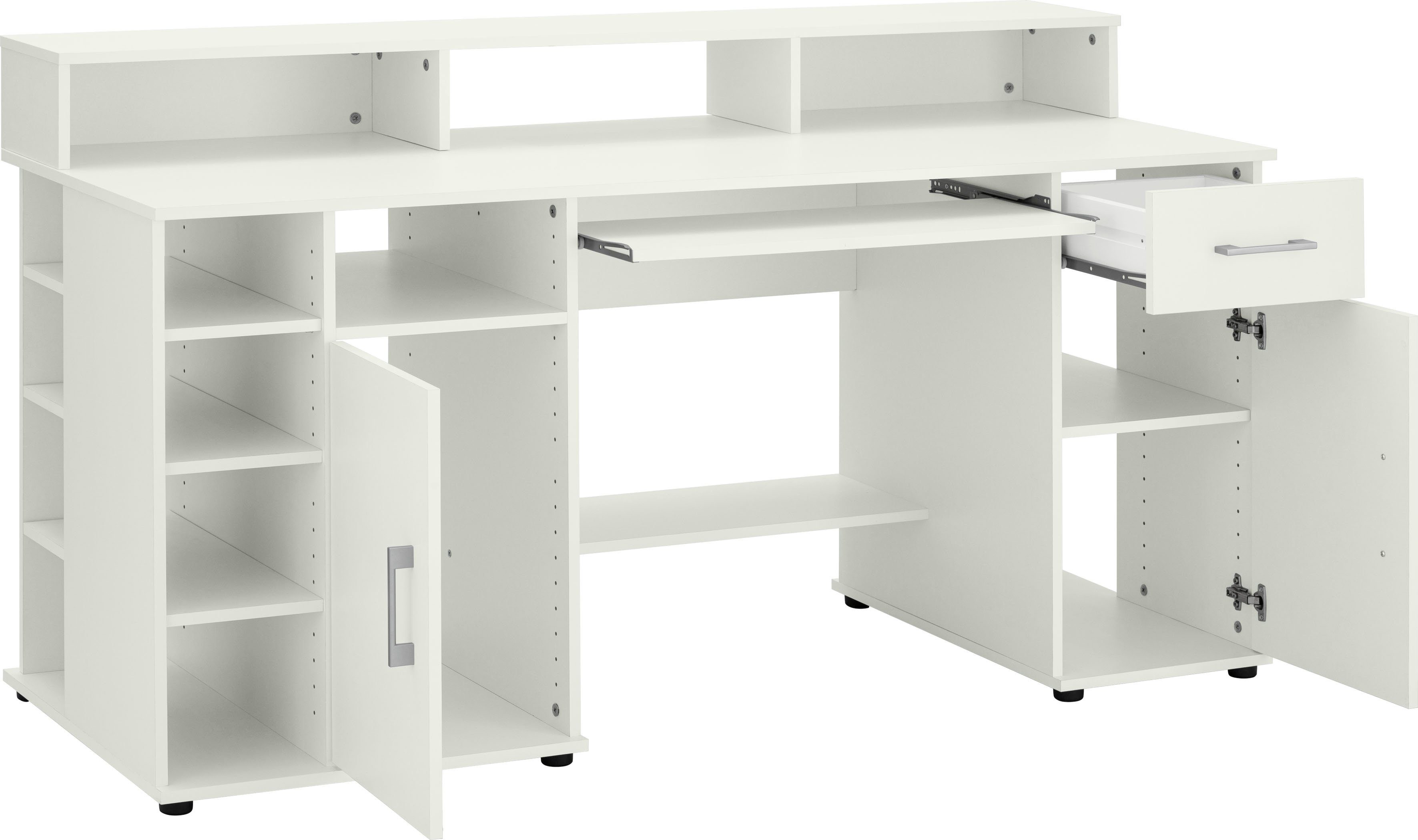 VOGL Möbelfabrik Schreibtisch Timra mit Monitoraufsatz, Tastaturauszug & Towerfach, Breite 154 oder 178 cm, Made in Germany