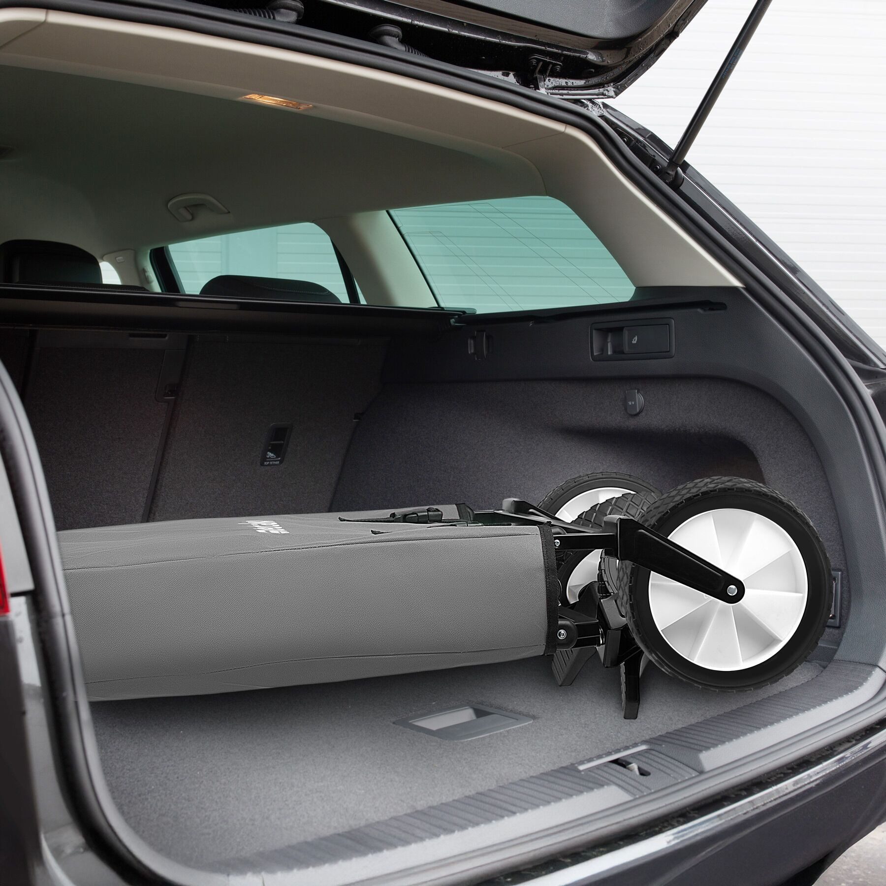 tectake Bollerwagen Faltbarer Handwagen Leon mit Bremsen, Belastbarkeit 80kg (1 Transportwagen, 1-tlg., 97L Volumen in Grau), faltbar