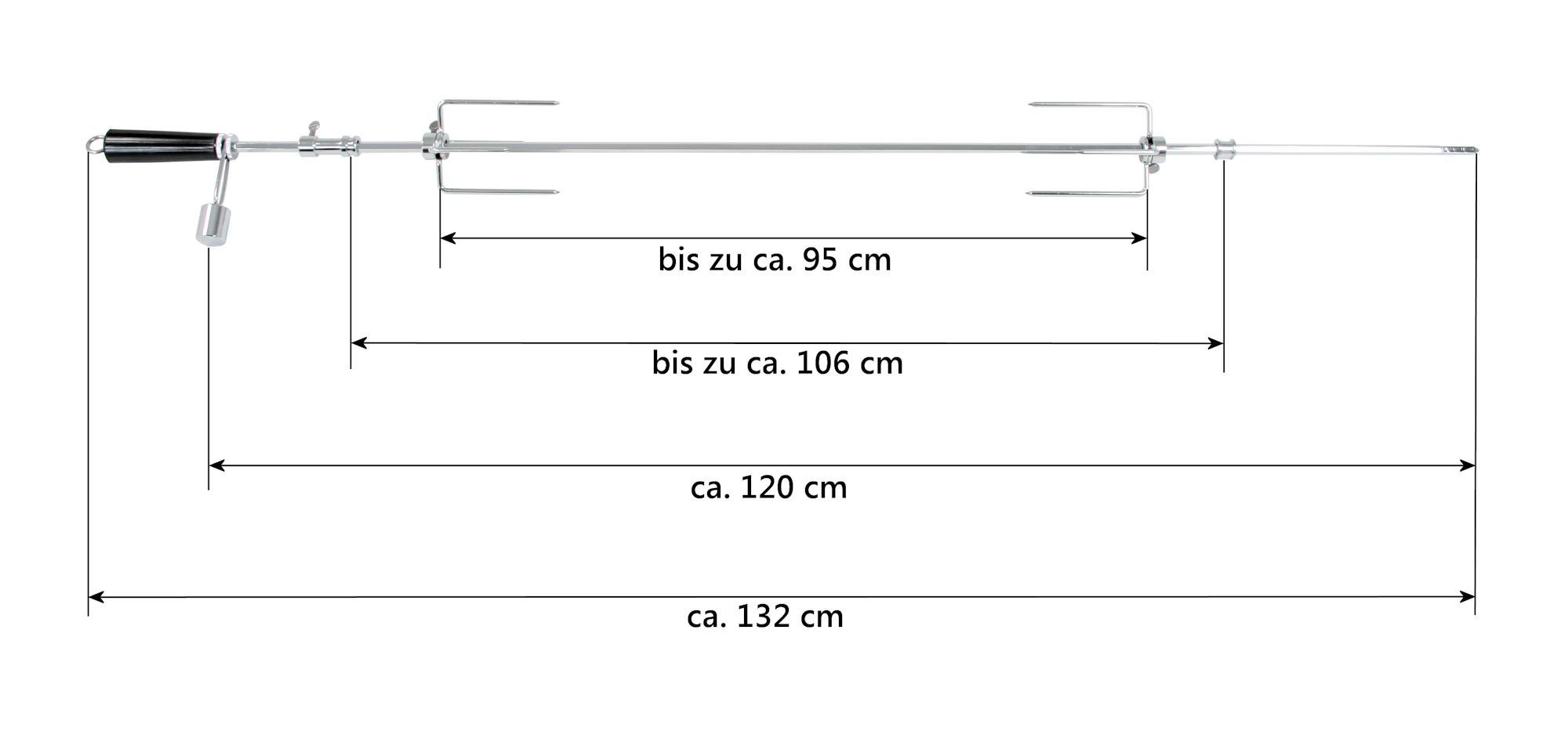 BBQ-Toro Grillspieß Grill- und Spießset (120 cm) für Ihren Grillwagen, Smoker und mehr