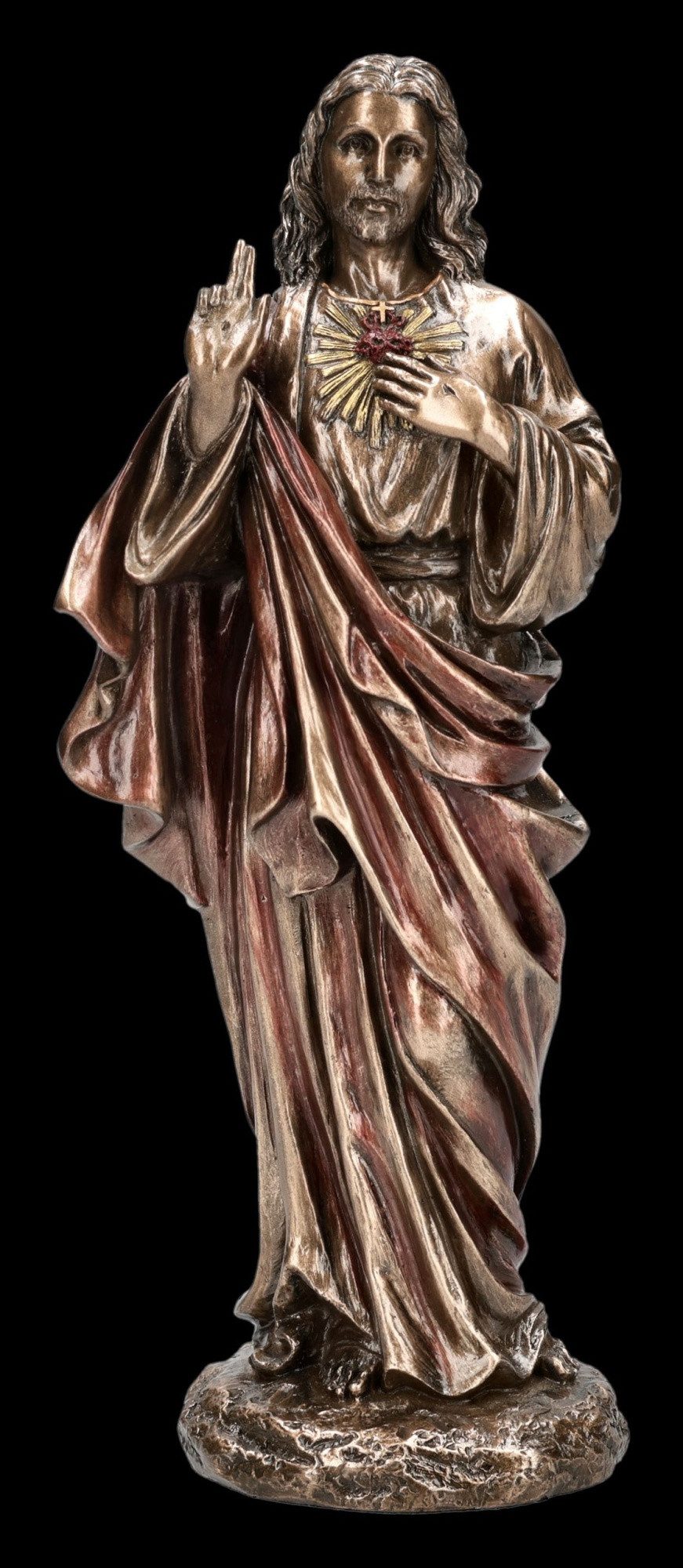 Figuren Shop GmbH Dekofigur Heiligstes Herz Jesu Statue – Jesus Figur religiöse Dekofigur 21 cm