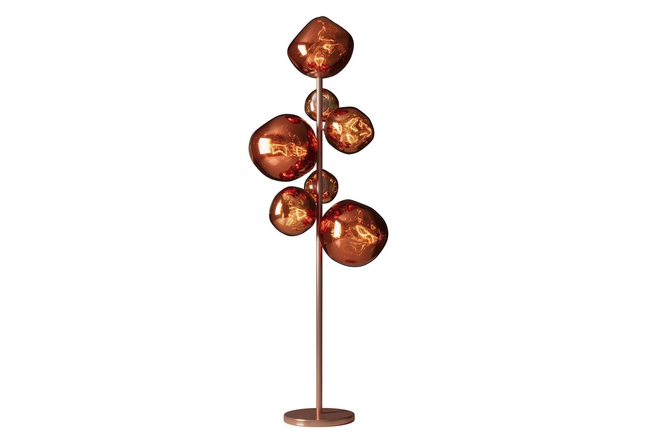 Licht-Erlebnisse Stehlampe QUARNA, ohne Leuchtmittel, Glas Metall 168 cm hoch in Kupfer für 7x G9 Modern