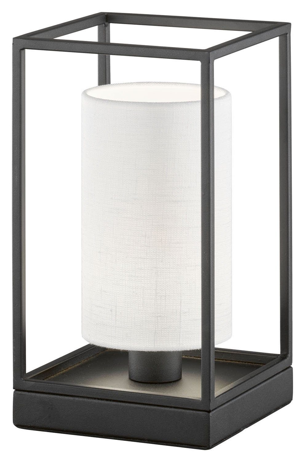 FISCHER & HONSEL Tischleuchte GILLI, 1-flammig, Weiß, Schwarz, Metall, H 29 cm, ohne Leuchtmittel, Stoffschirm