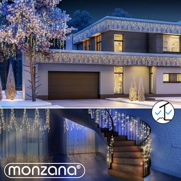 monzana Lichterkette, Regenlichterkette Fernbedienung 10m 200 LED warmweiß IP44