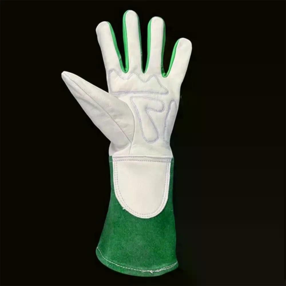 StahlFux Schweißerhandschuhe Arbeitshandschuhe GreenForge Schweißerhandschuhe (Spar-Set, 2-St., hitzebeständig) Stulpe aus pinkem Rauleder zum Schutz des Handgelenks