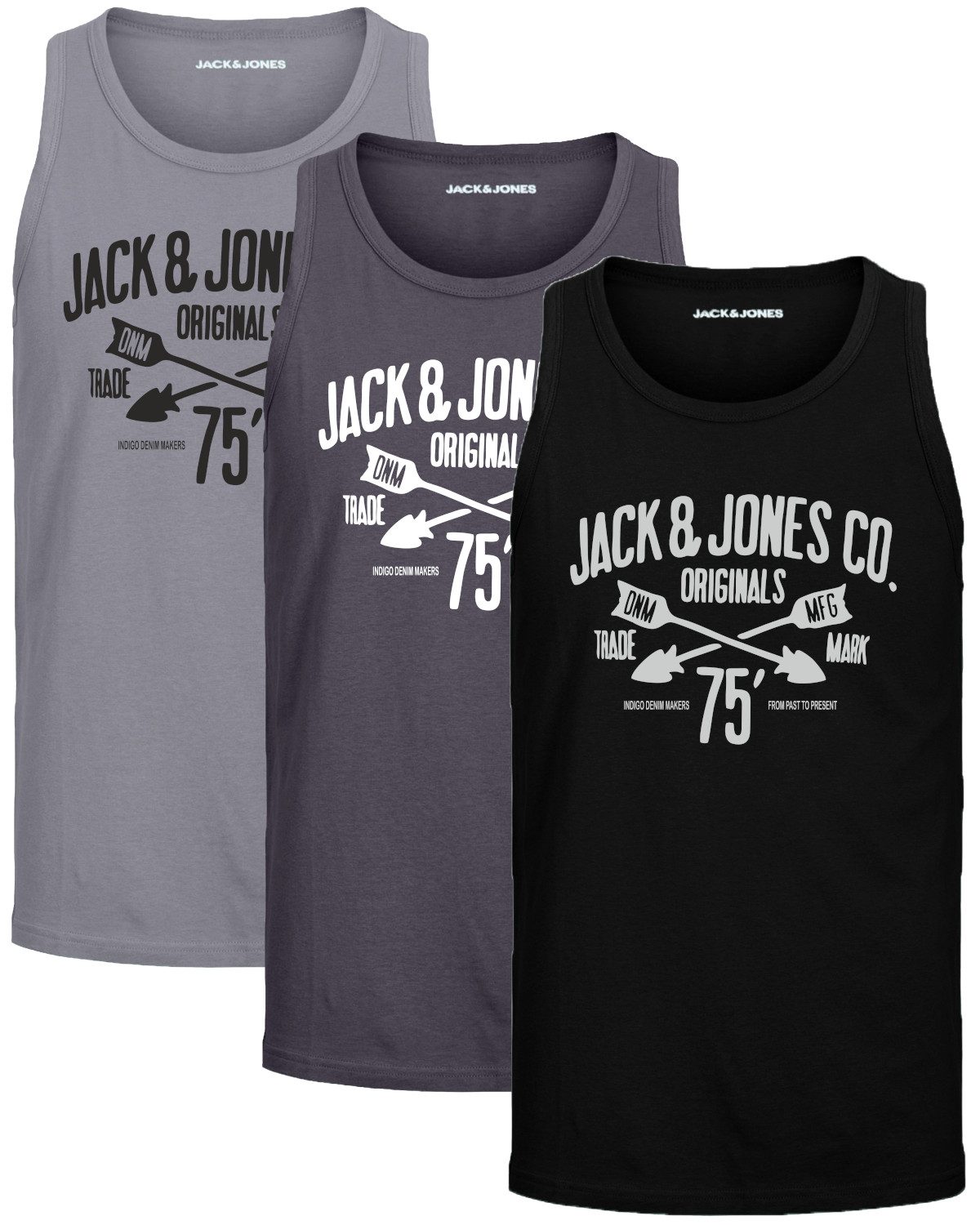 Jack & Jones Tanktop Bequemes Slimfit Shirt mit Printdruck (3er-Pack) mit P günstig online kaufen