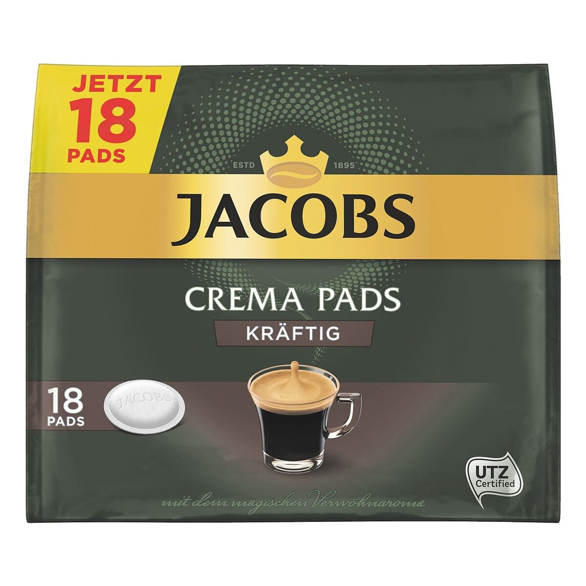 JACOBS Kaffee Crema Kräftig, 18 Pads