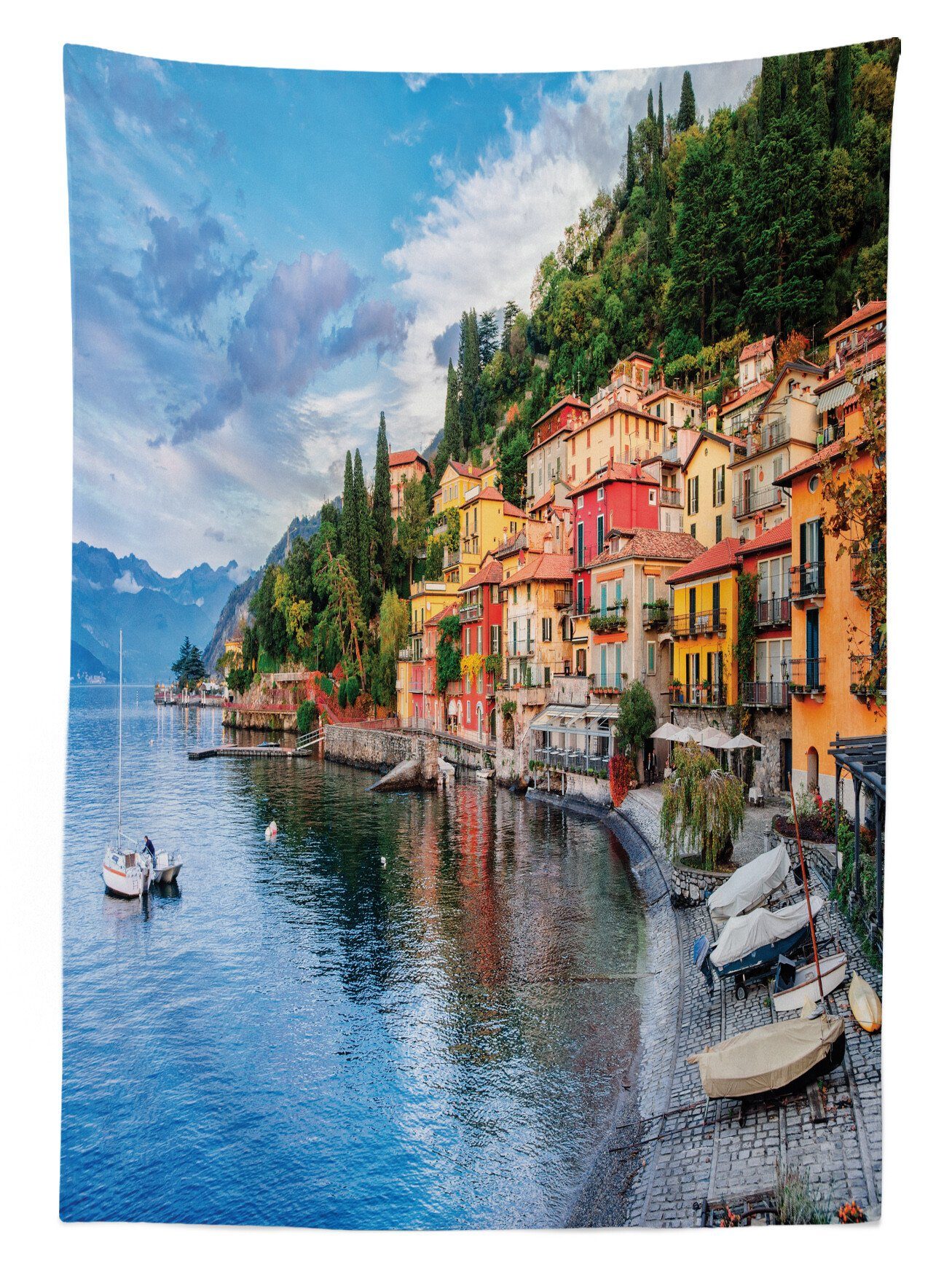 Yacht Waschbar Klare Abakuhaus Italien Idyllische Farben, Für Tischdecke Bereich geeignet Farbfest Stadt den Außen