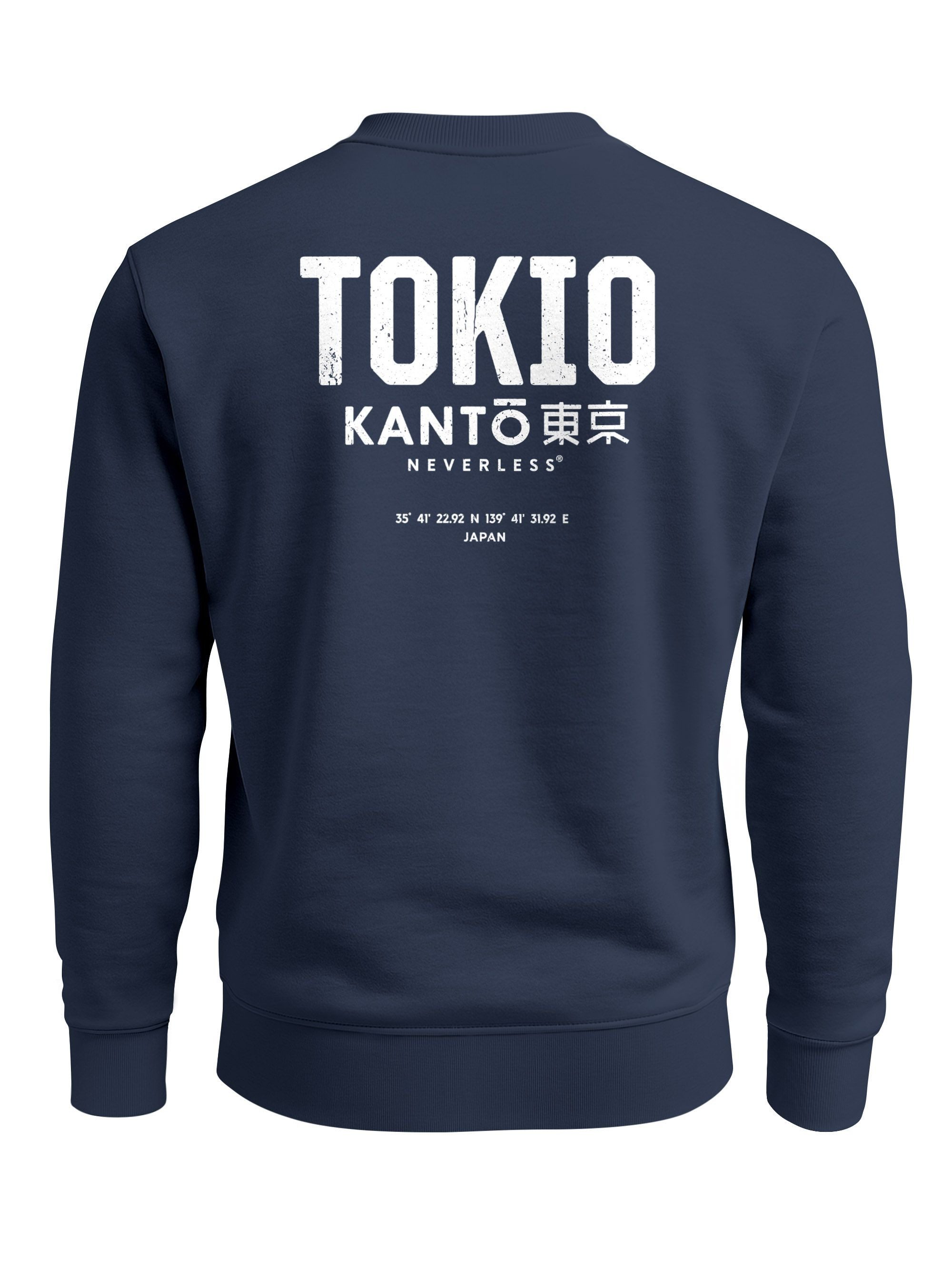 Neverless Sweatshirt Sweatshirt Herren Pullover mit Backprint Tokio Kantō J günstig online kaufen