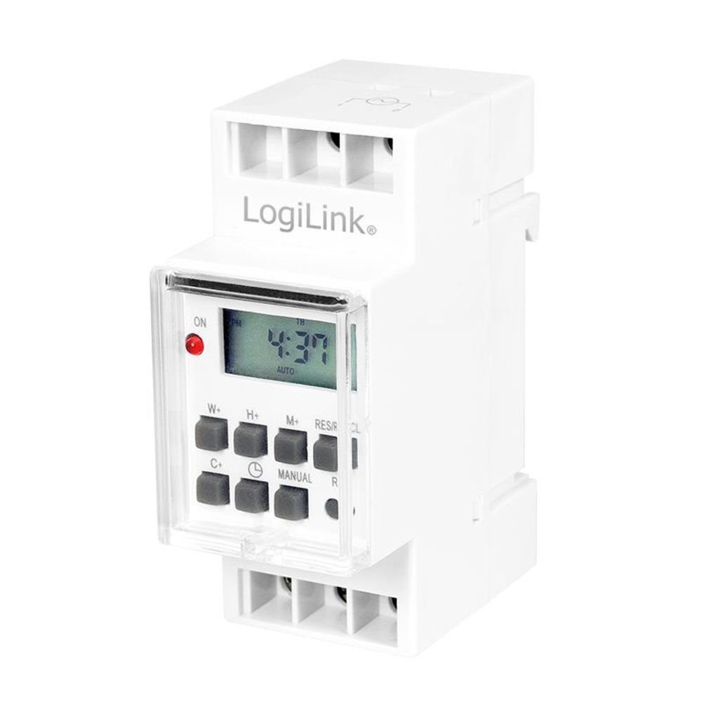 LogiLink Zeitschaltuhr ET0010 Zeitschaltuhr zur Hutschienenmontage, mit Timer und LCD