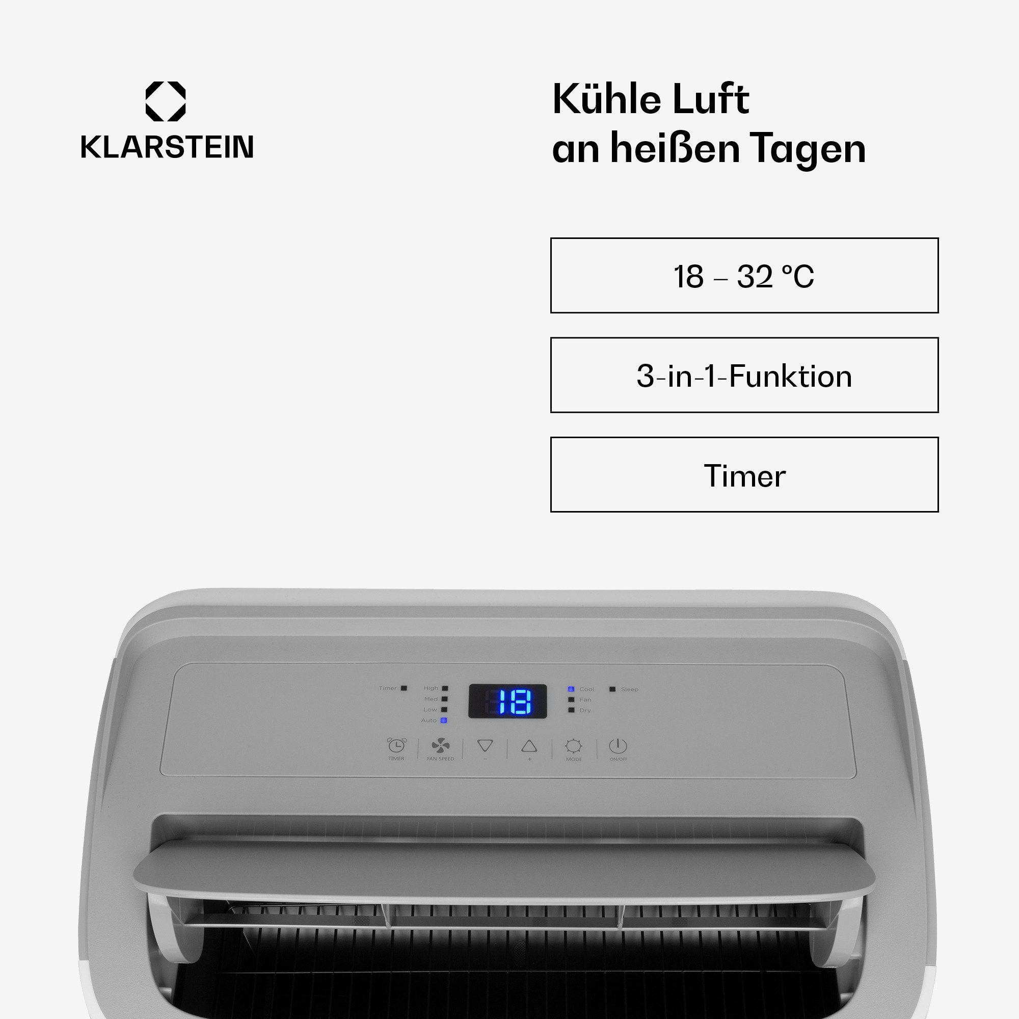 Klarstein Klimagerät Grandbreeze Eco 12K, Klimagerät mobil Air Conditioner Kühlgerät Luftkühler